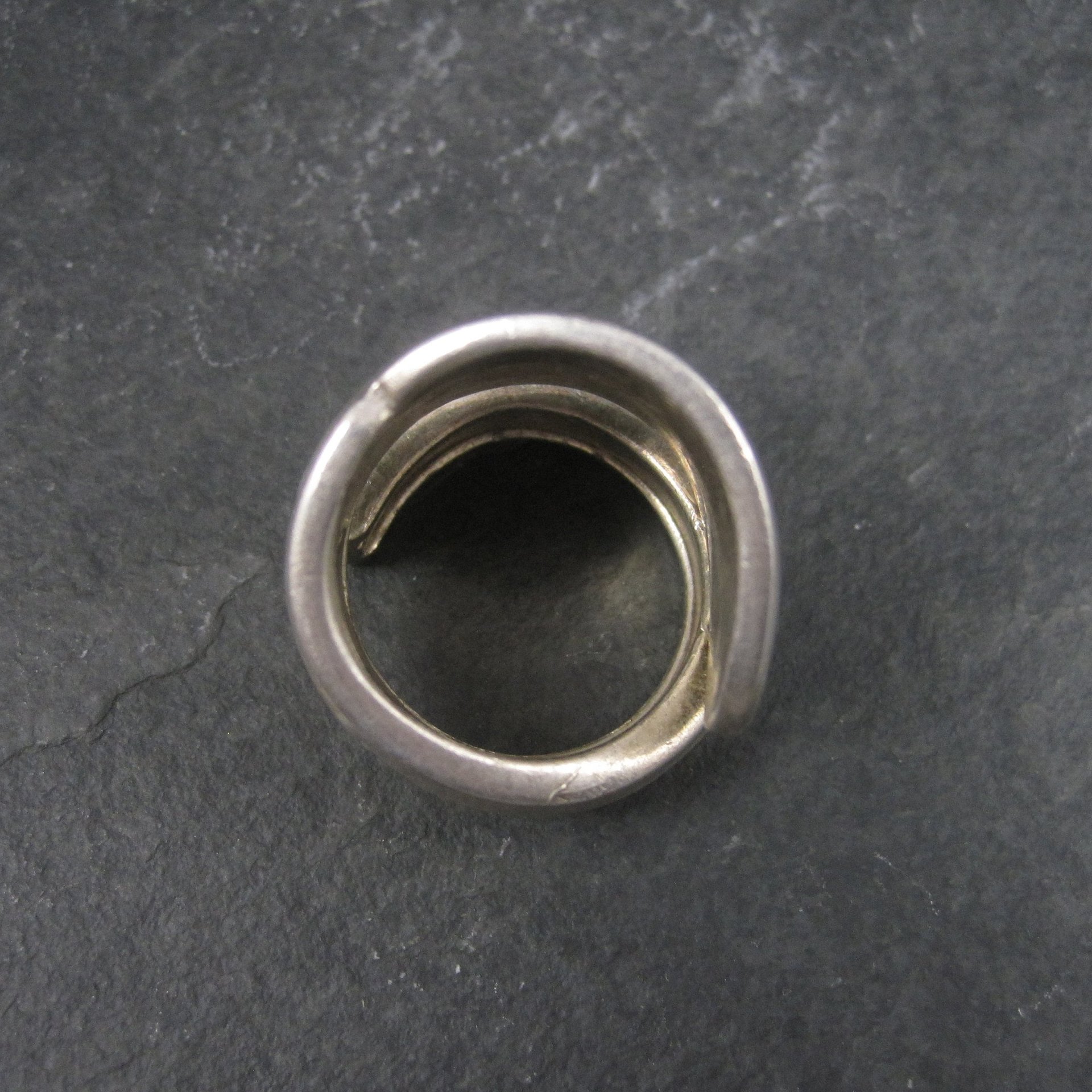 Heavy Silver Plate Rose Spoon Ring Size 10