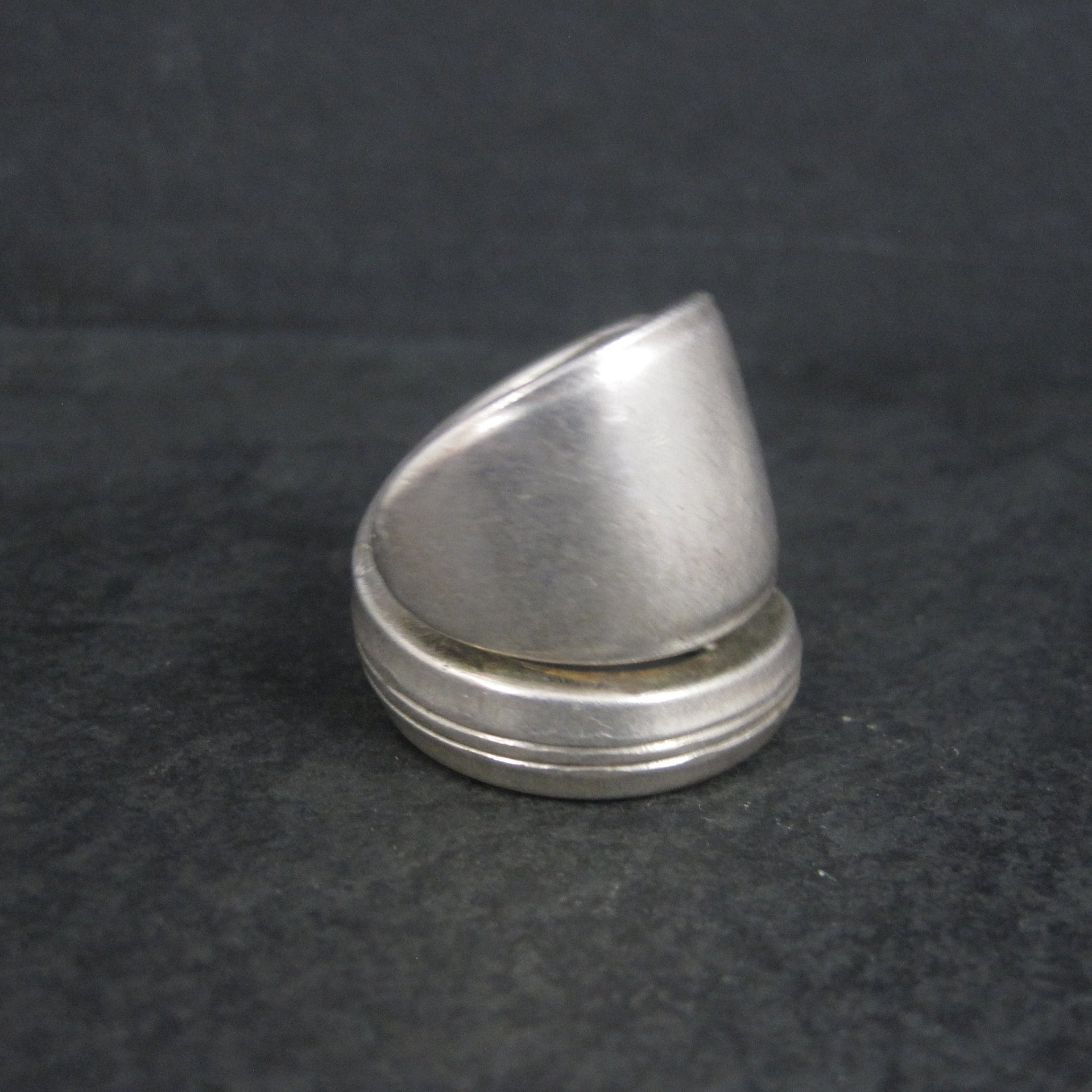 Heavy Silver Plate Rose Spoon Ring Size 10