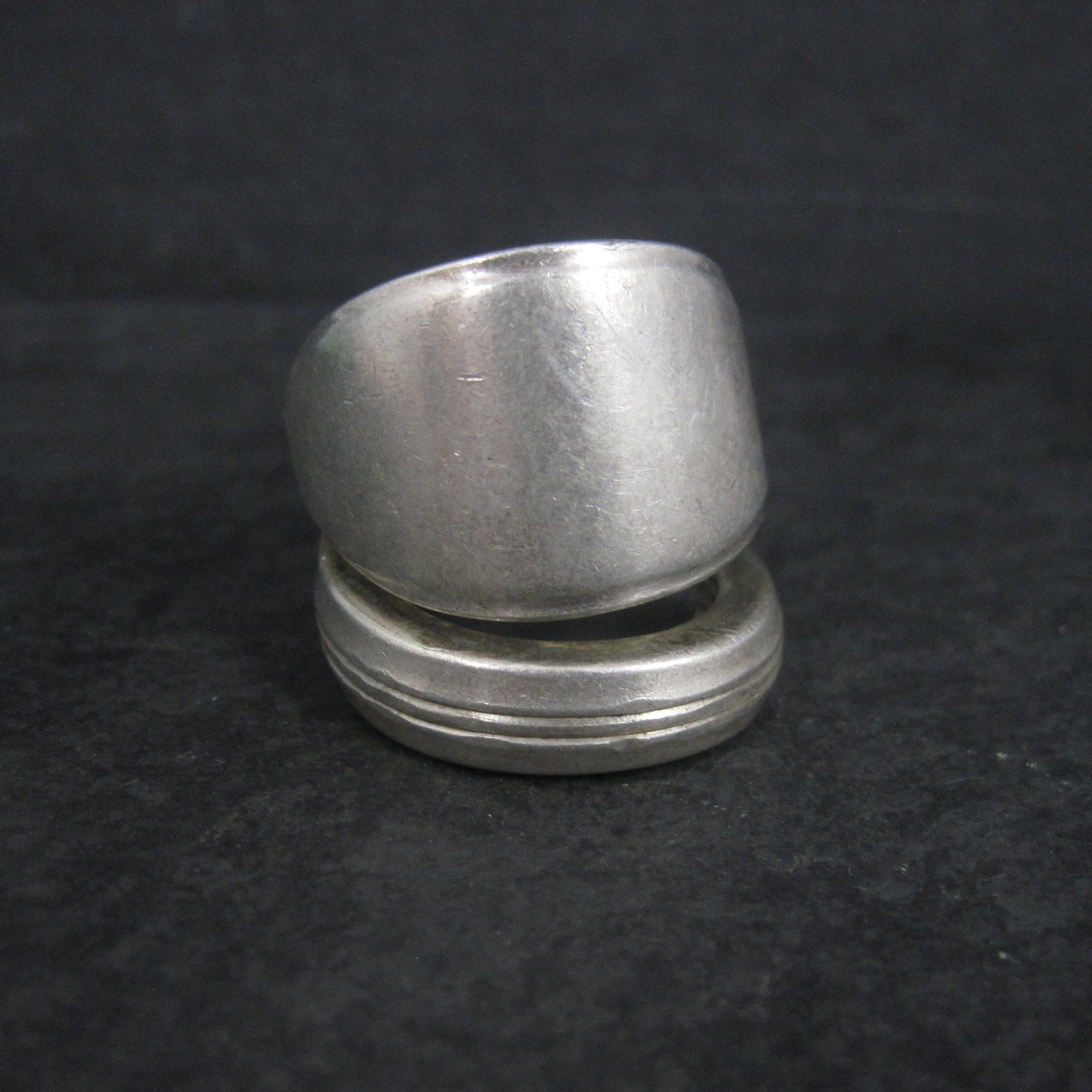 Heavy Silver Plate Rose Spoon Ring Size 10