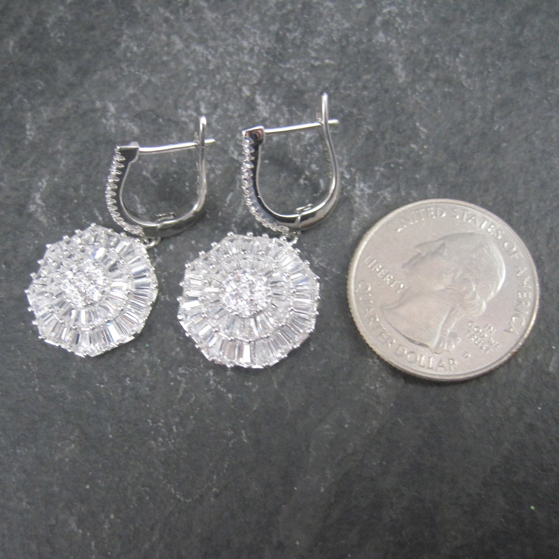 Vintage Sterling Cubic Zirconia Latch Earrings