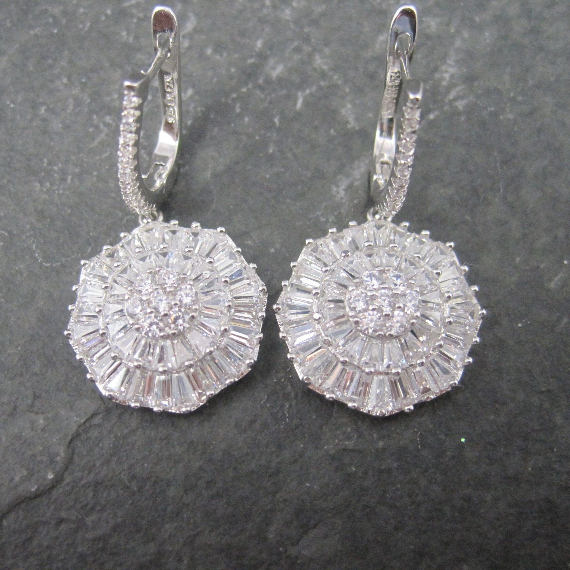 Vintage Sterling Cubic Zirconia Latch Earrings