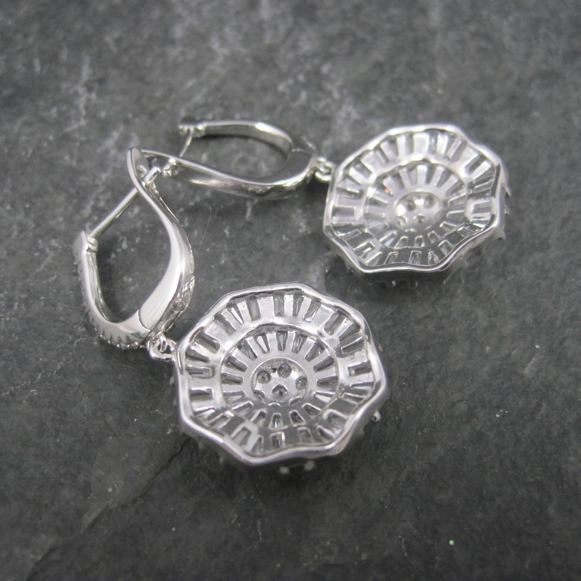 Vintage Sterling Cubic Zirconia Latch Earrings