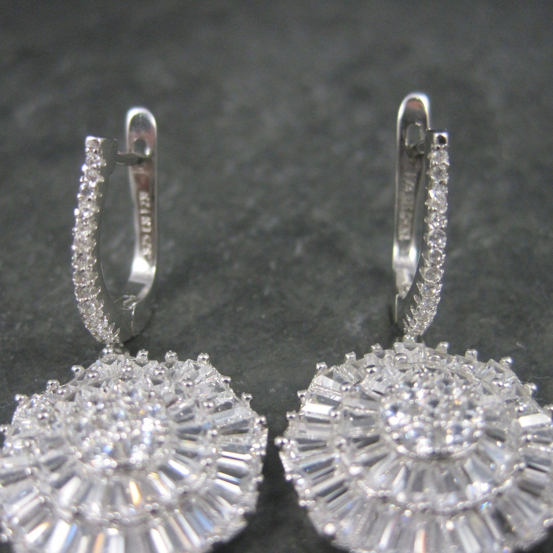 Vintage Sterling Cubic Zirconia Latch Earrings