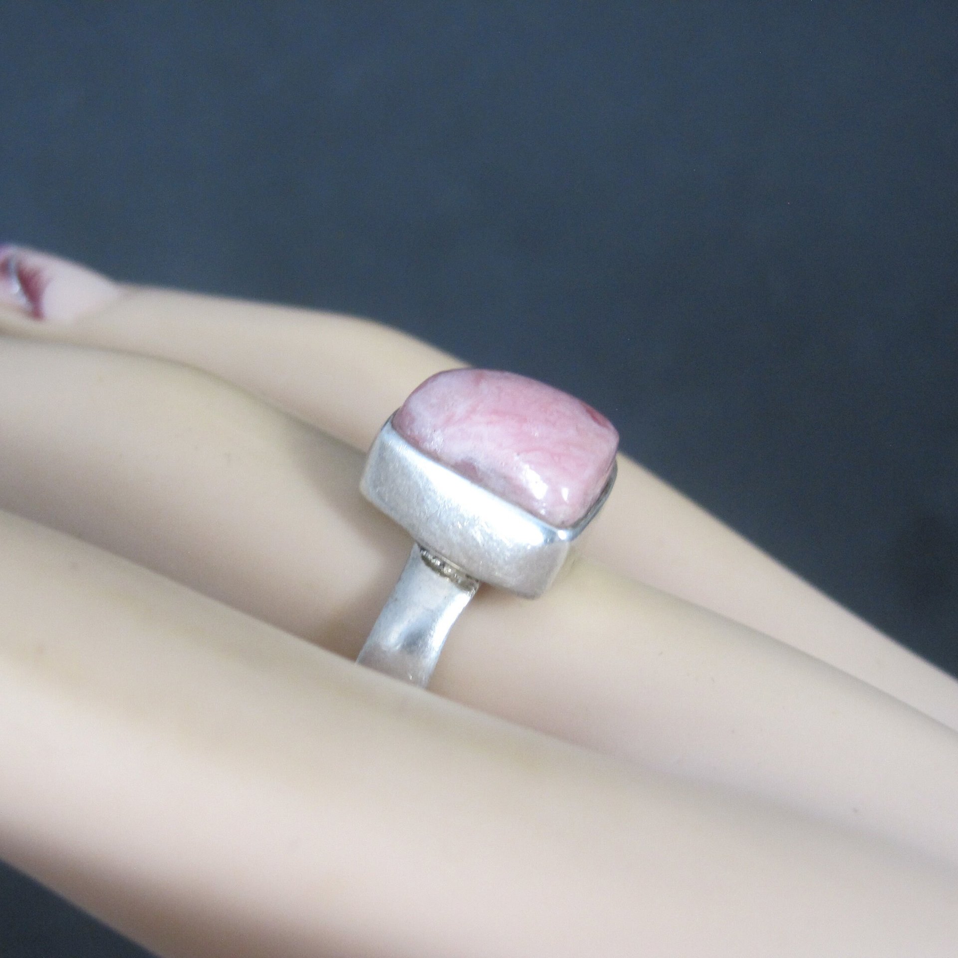 Vintage Sterling Rhodochrosite Ring Size 7