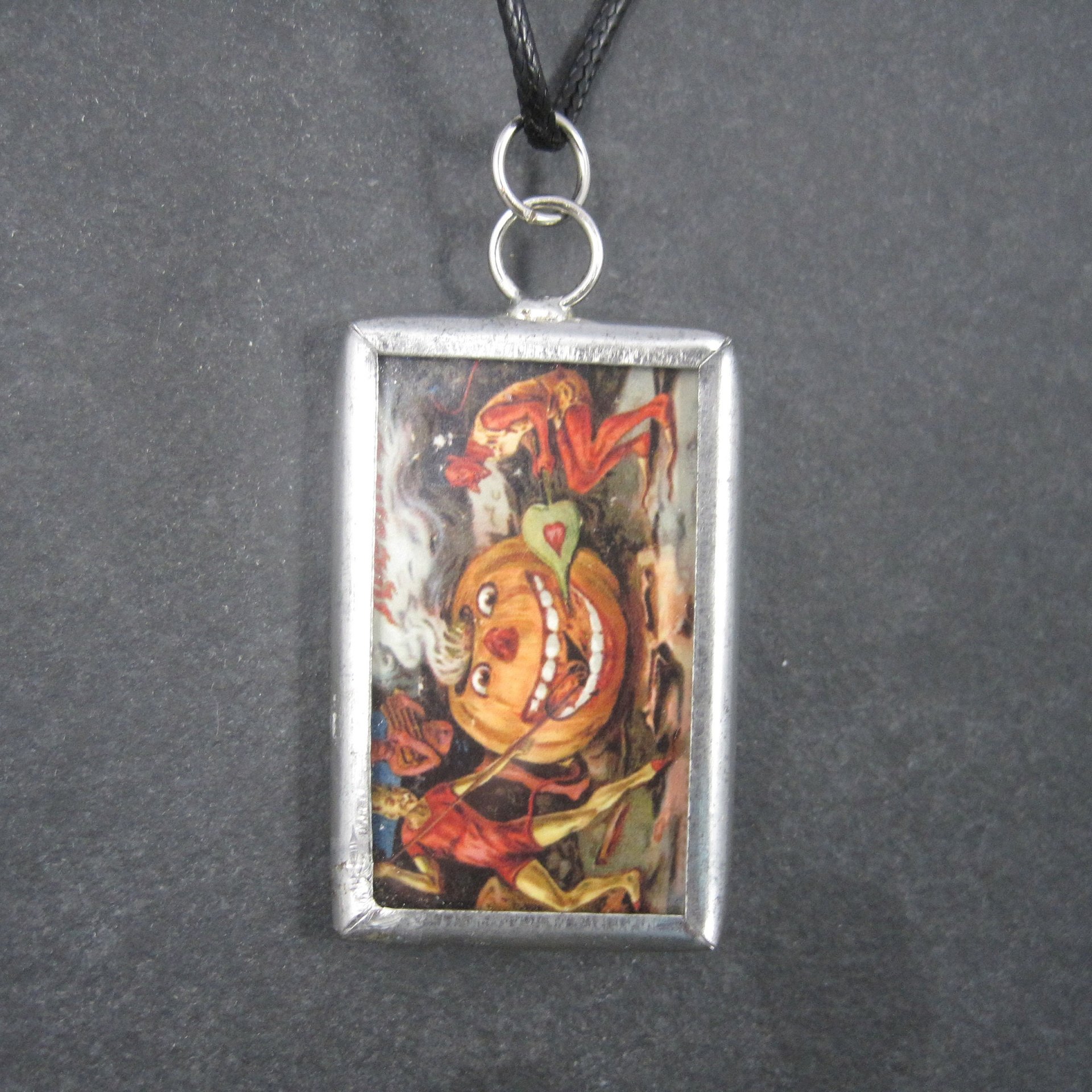 Vintage Halloween Postcard Pendant Necklace