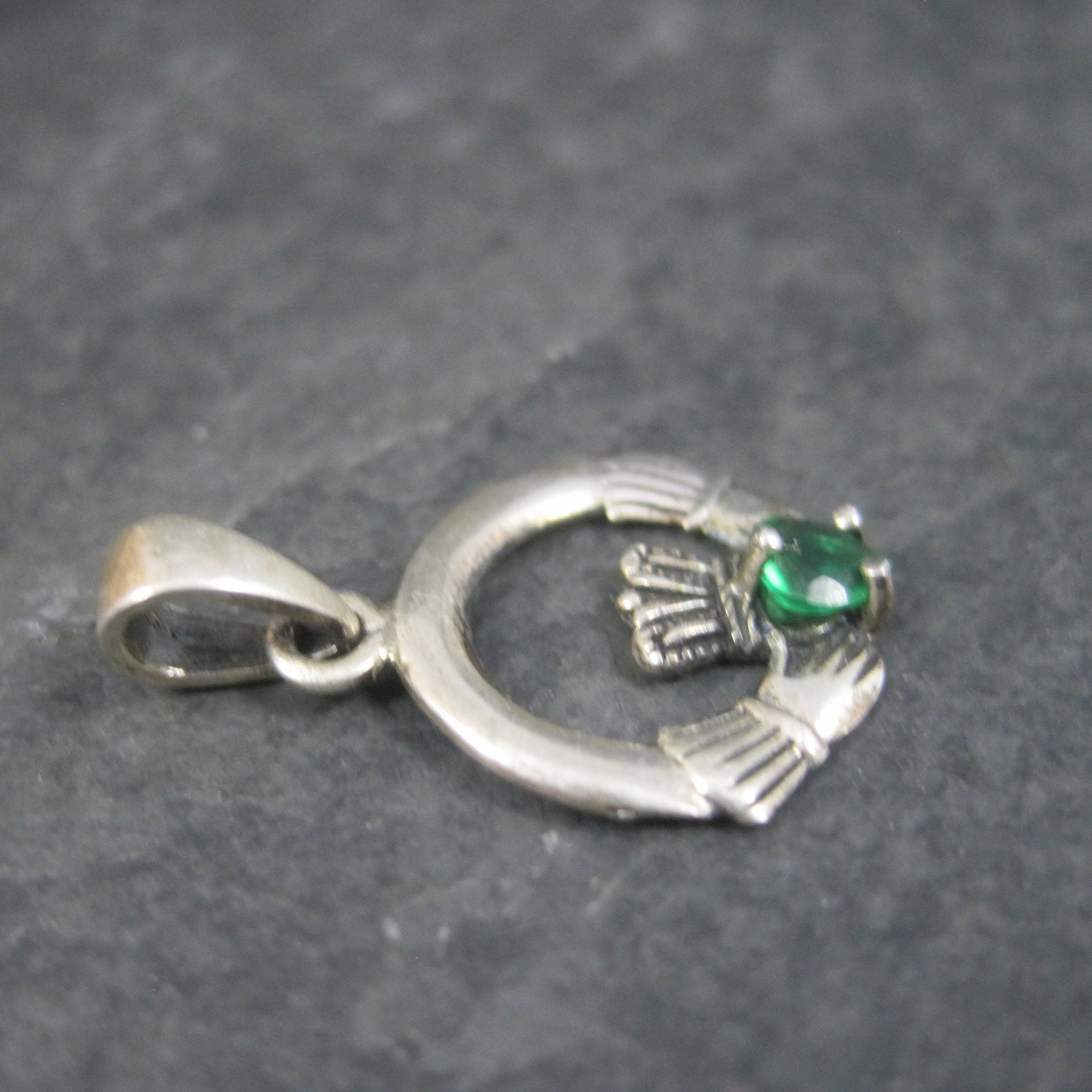 Sterling Claddagh Pendant May Birthstone