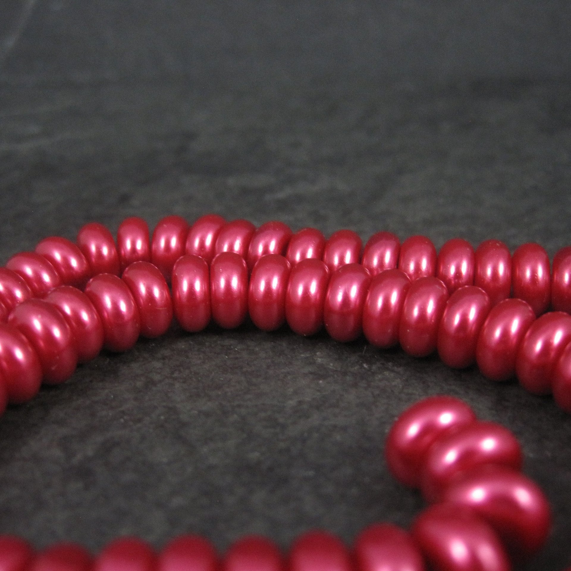 Pink Glass Pearl Rondelle Bead Strand 3x8mm 102 Beads
