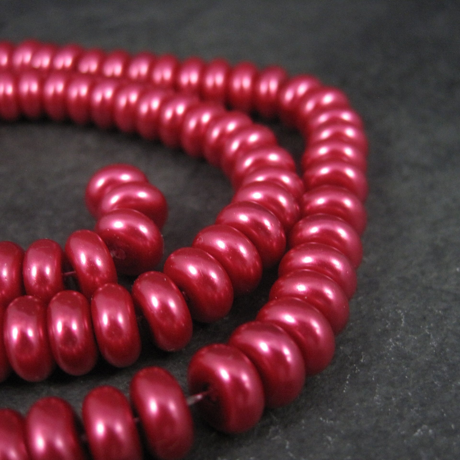 Pink Glass Pearl Rondelle Bead Strand 3x8mm 102 Beads