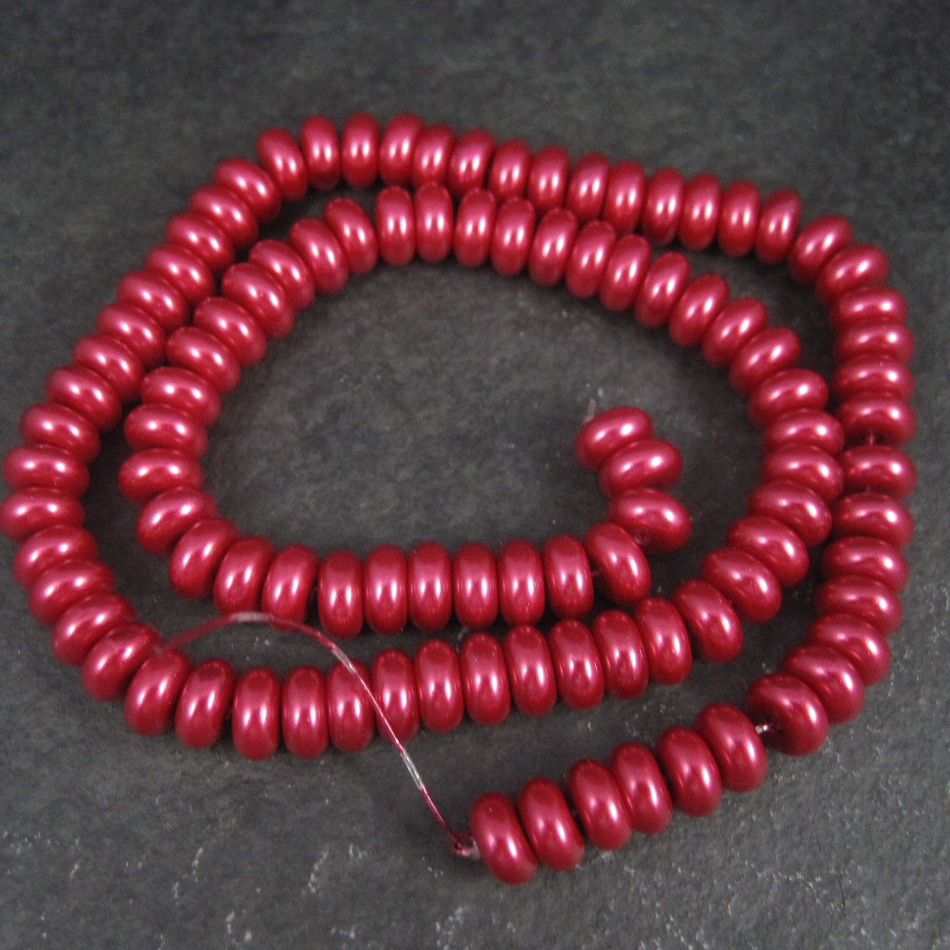 Pink Glass Pearl Rondelle Bead Strand 3x8mm 102 Beads