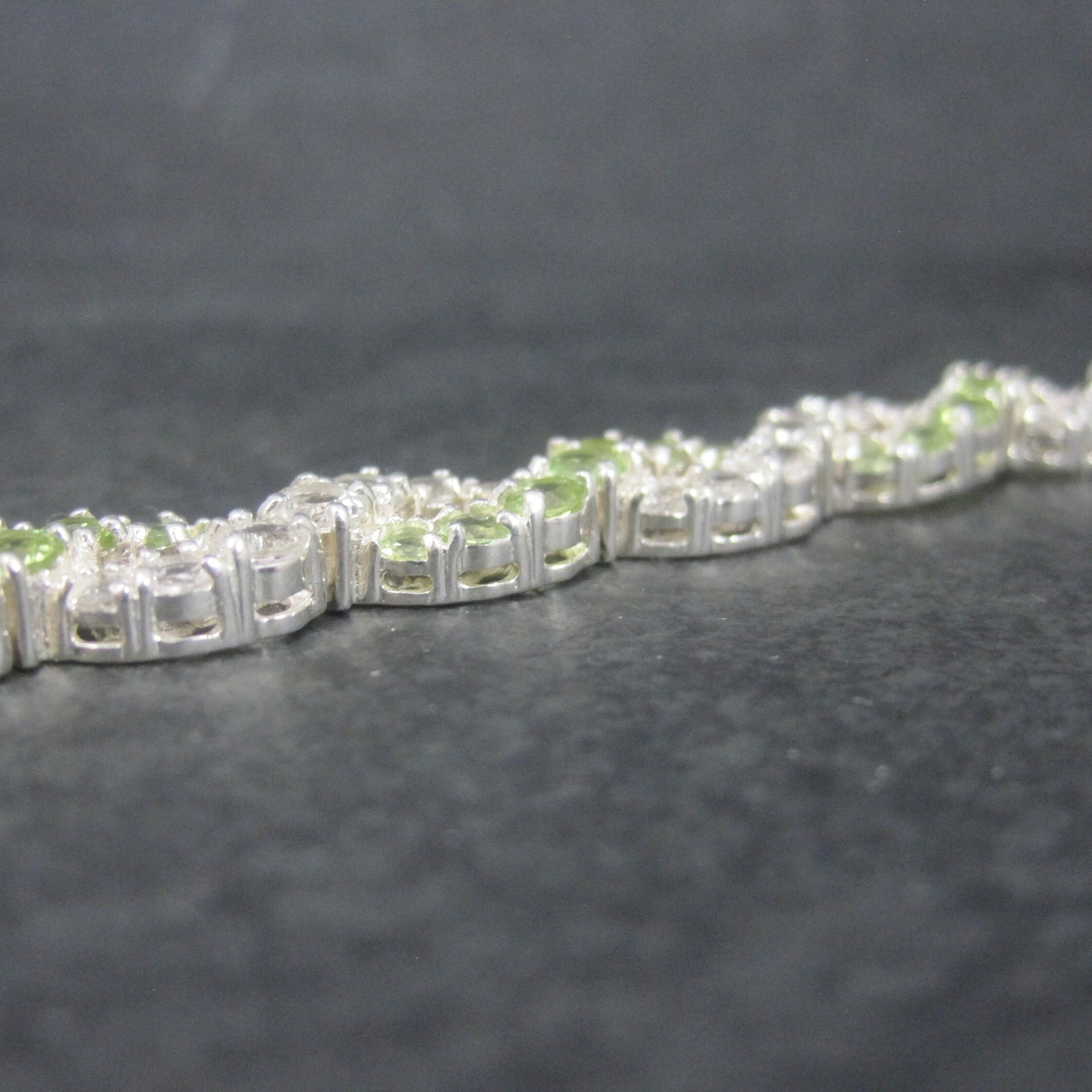 Vintage Sterling Peridot White Topaz Bracelet 7.25 Inches