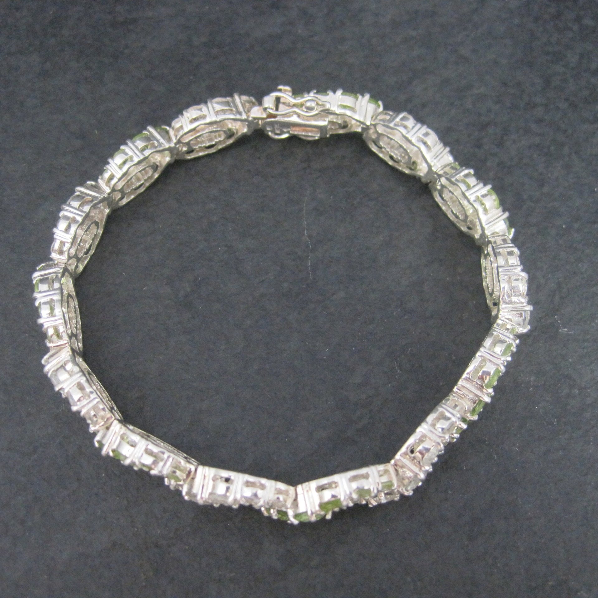 Vintage Sterling Peridot White Topaz Bracelet 7.25 Inches
