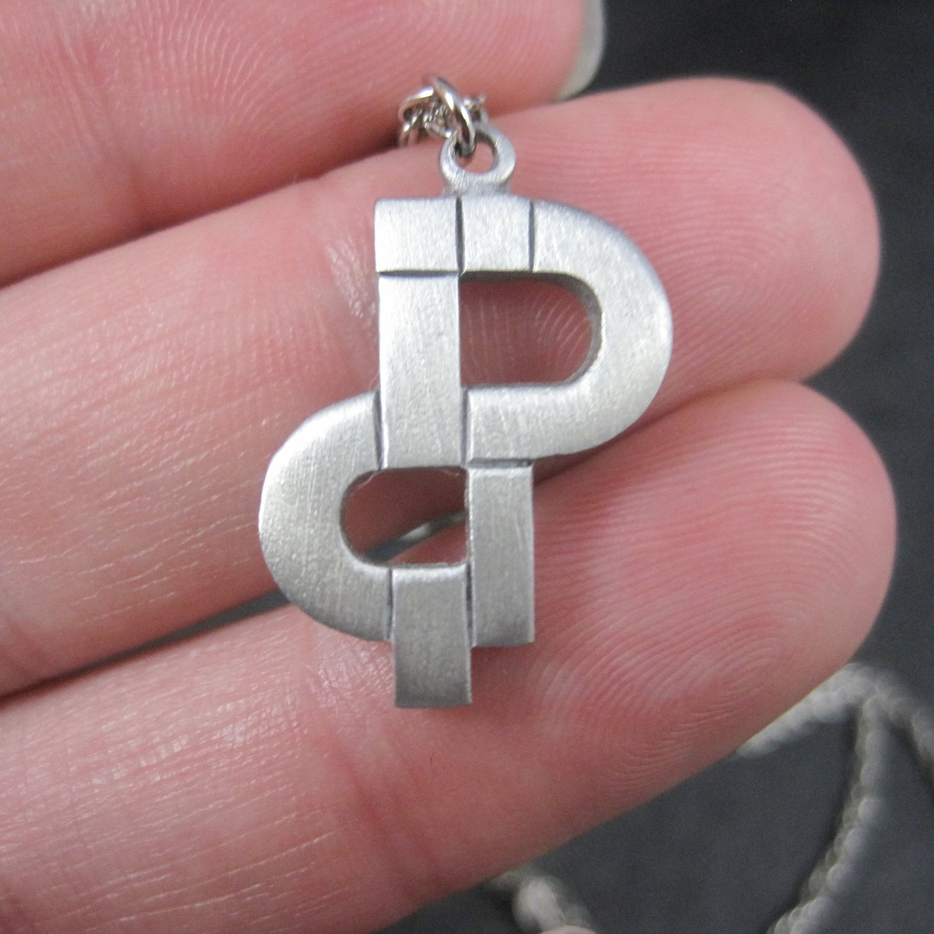 Vintage Kelly Waters Pewter Pendant Necklace