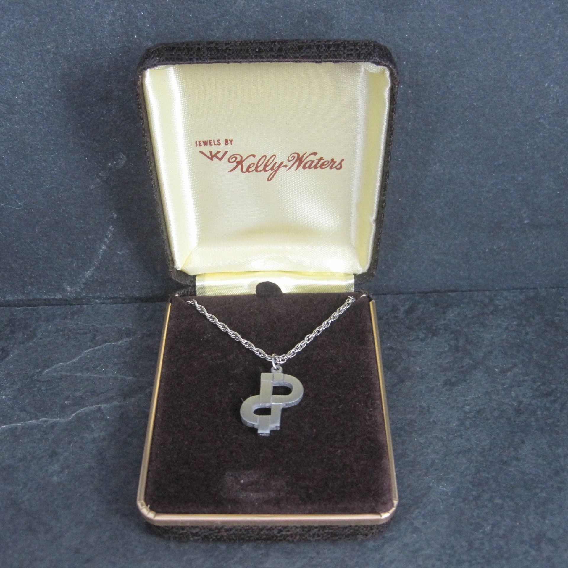 Vintage Kelly Waters Pewter Pendant Necklace