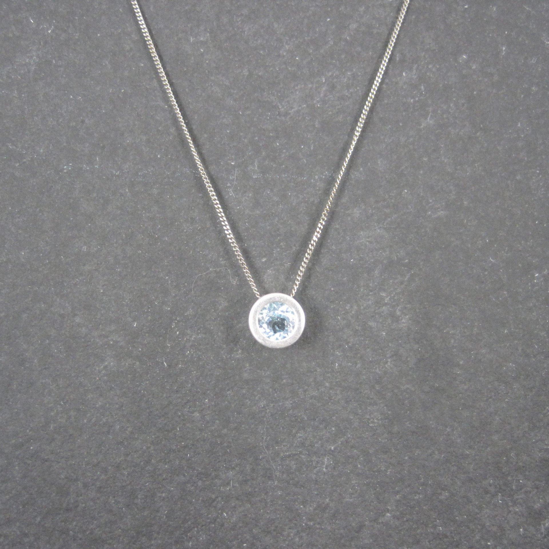 Tiny Sterling Blue Topaz Pendant Necklace