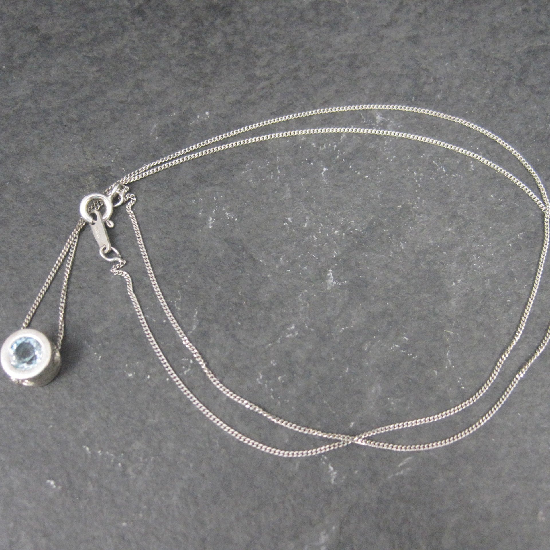 Tiny Sterling Blue Topaz Pendant Necklace