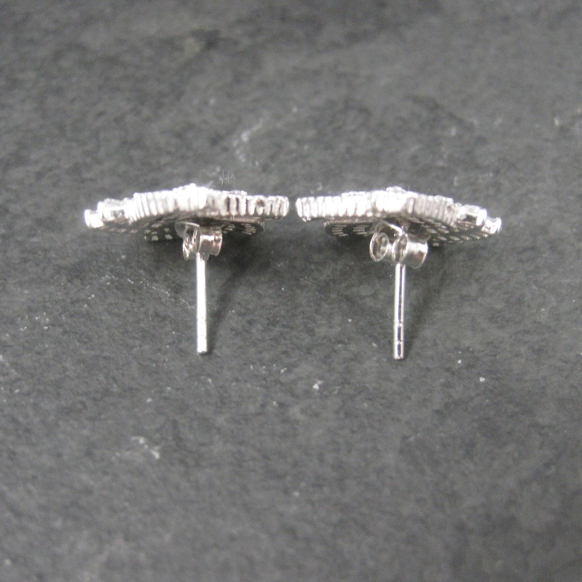 Vintage Sterling Cubic Zirconia Flower Earrings