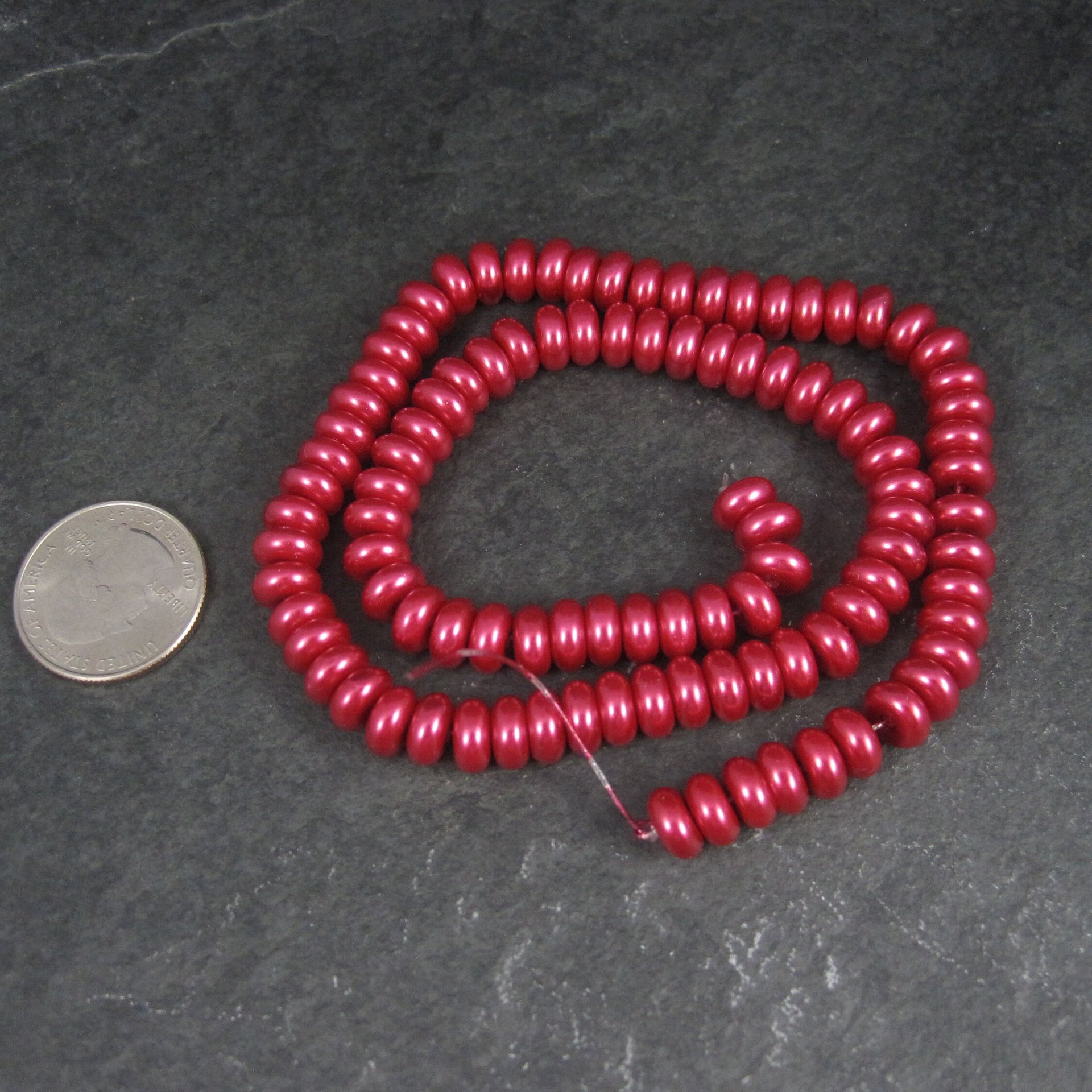 Pink Glass Pearl Rondelle Bead Strand 3x8mm 102 Beads