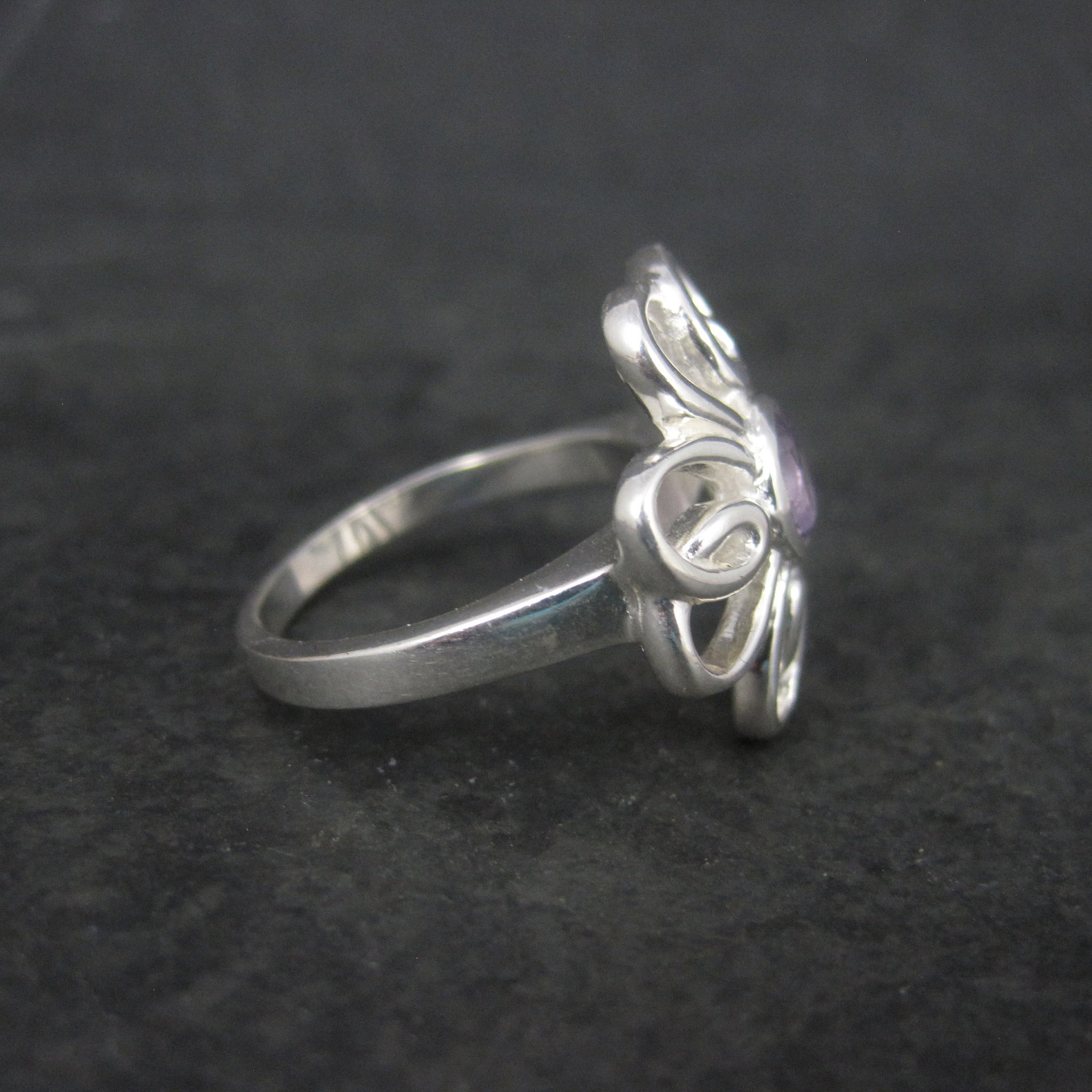 Vintage Sterling Amethyst Flower Ring Size 8