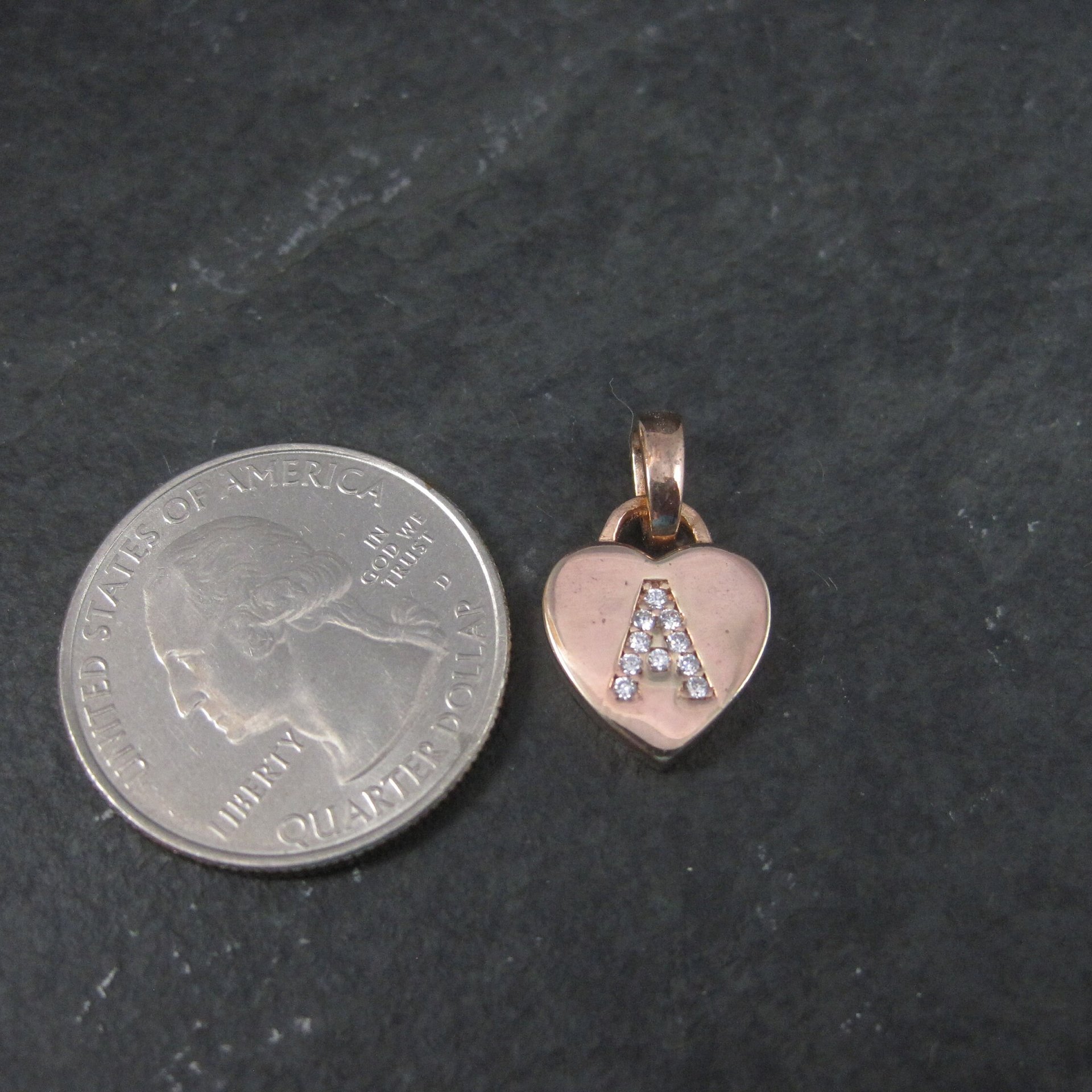 Small Rose Gold Vermeil Initial A Heart Pendant
