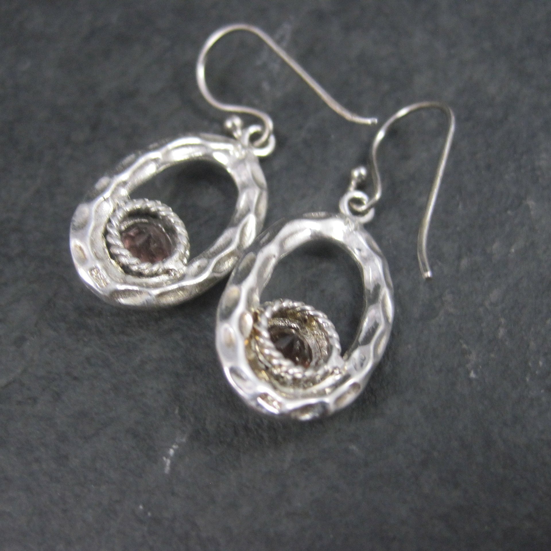 Vintage Sterling Pink Quartz Earrings