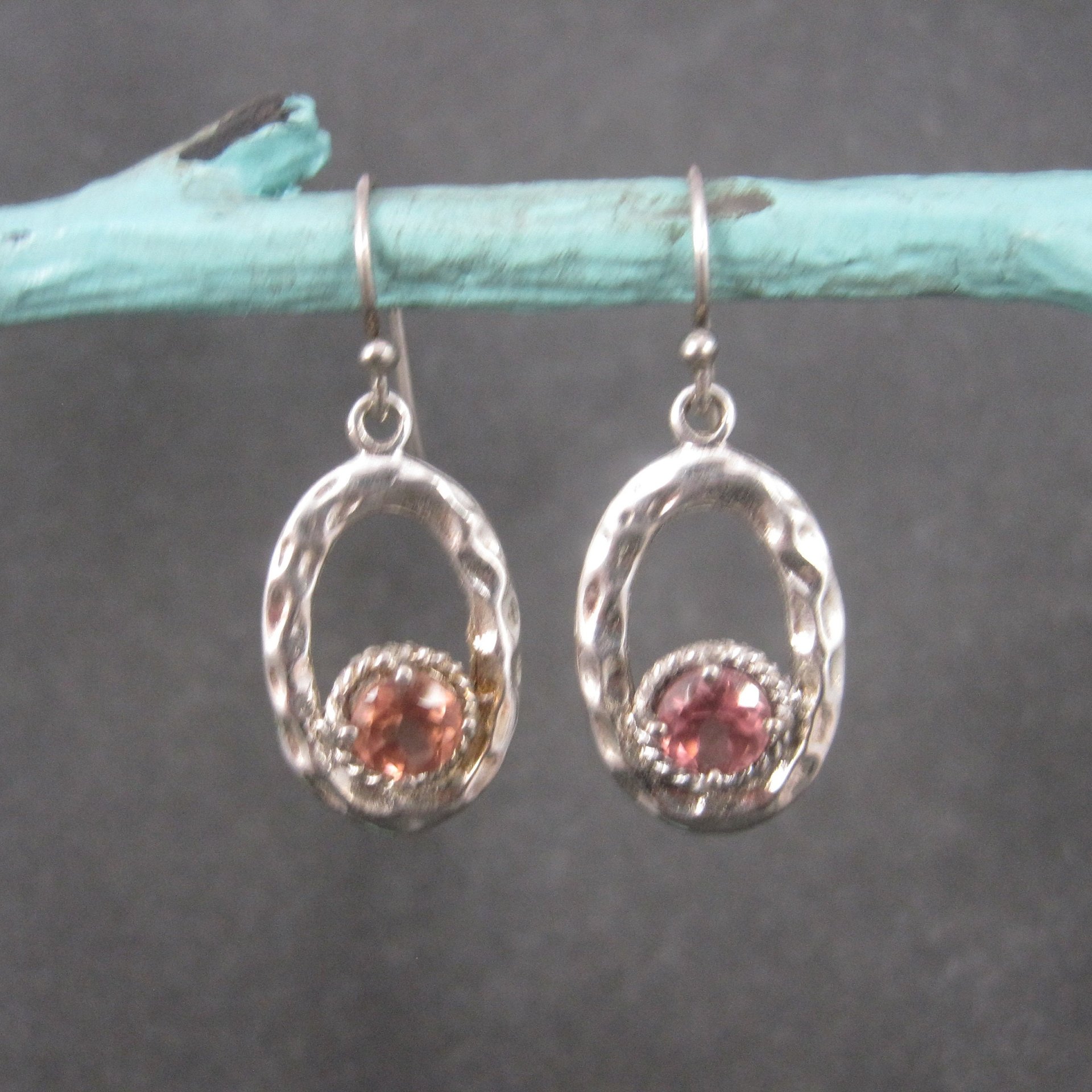 Vintage Sterling Pink Quartz Earrings