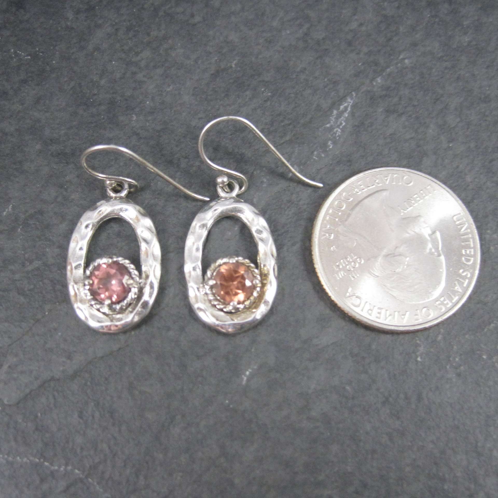 Vintage Sterling Pink Quartz Earrings