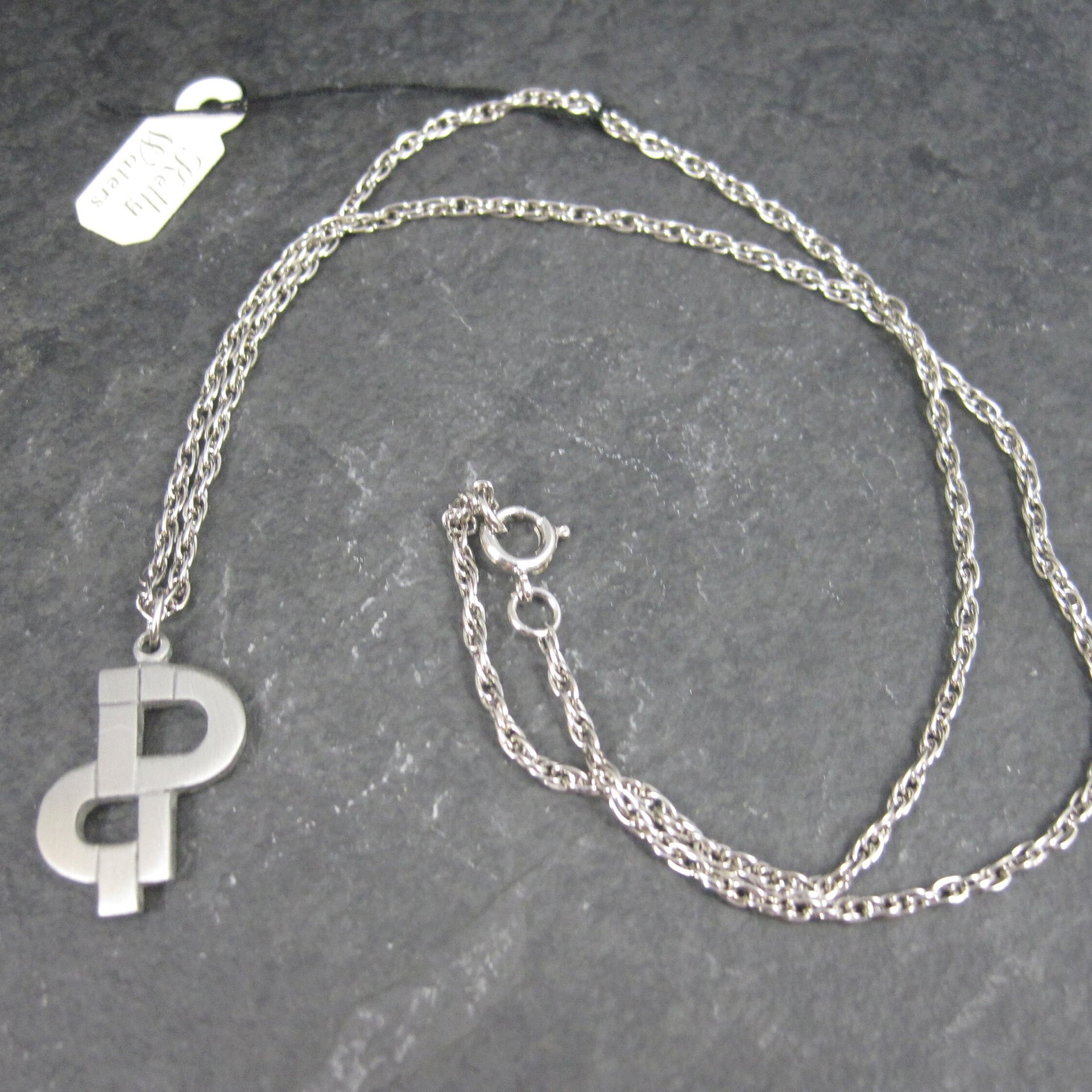 Vintage Kelly Waters Pewter Pendant Necklace