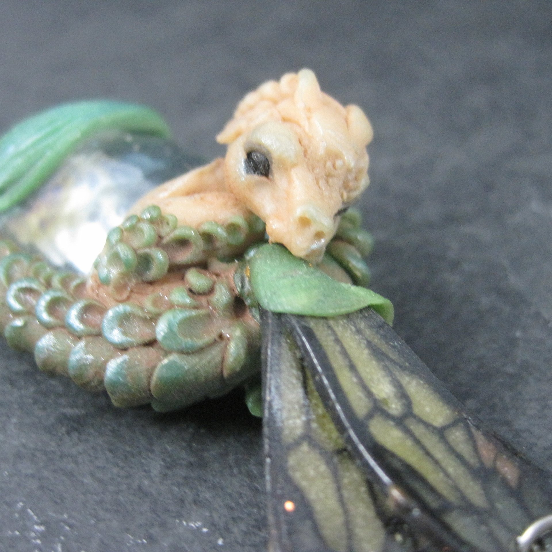 Large Polymer Clay Sea Dragon Fairy Pendant