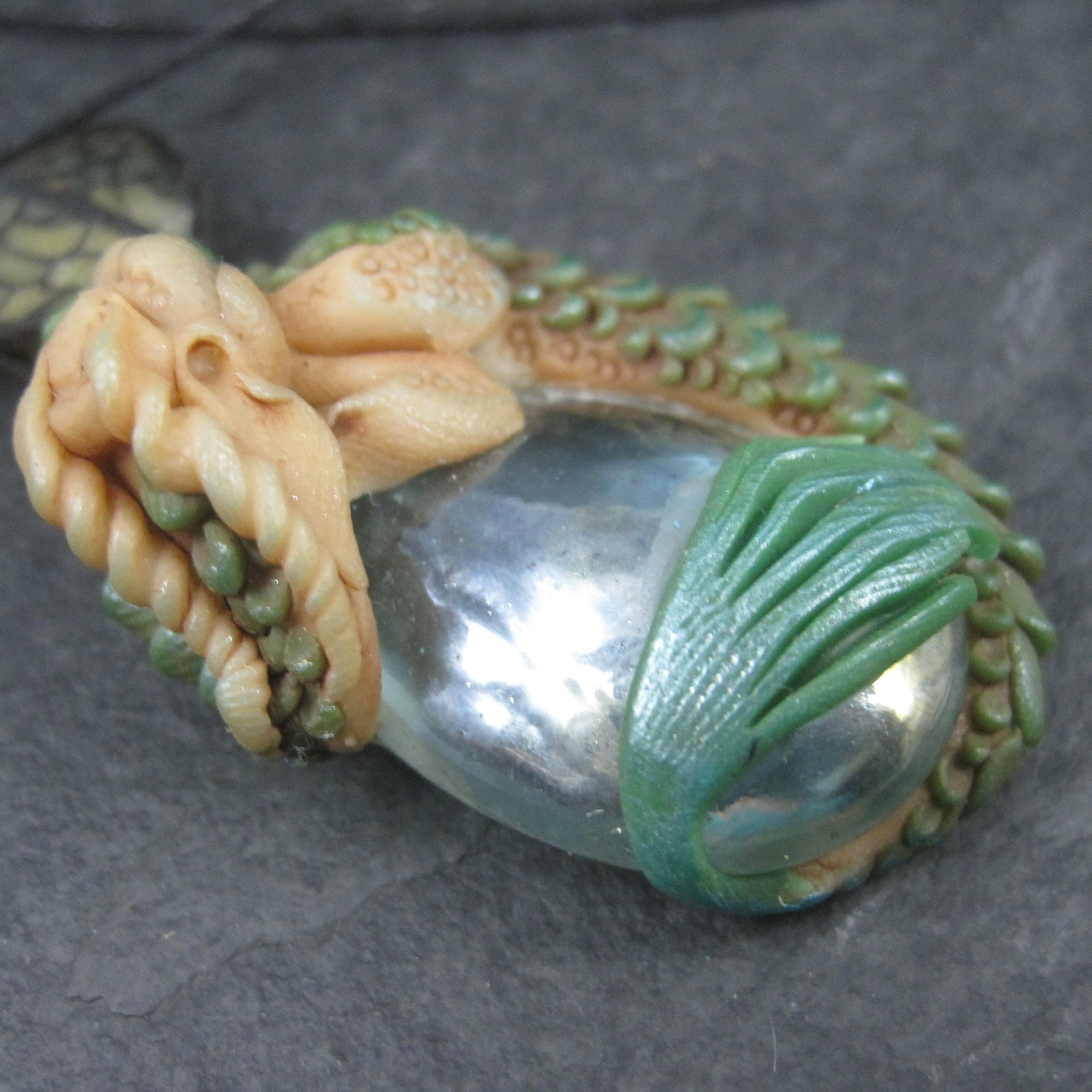 Large Polymer Clay Sea Dragon Fairy Pendant