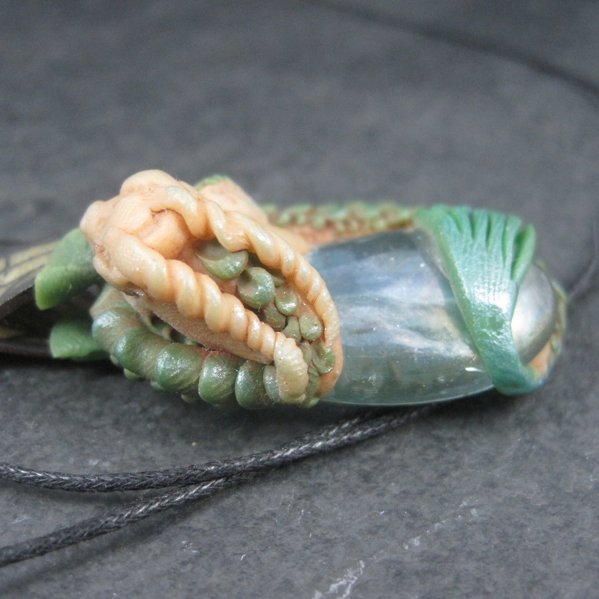 Large Polymer Clay Sea Dragon Fairy Pendant