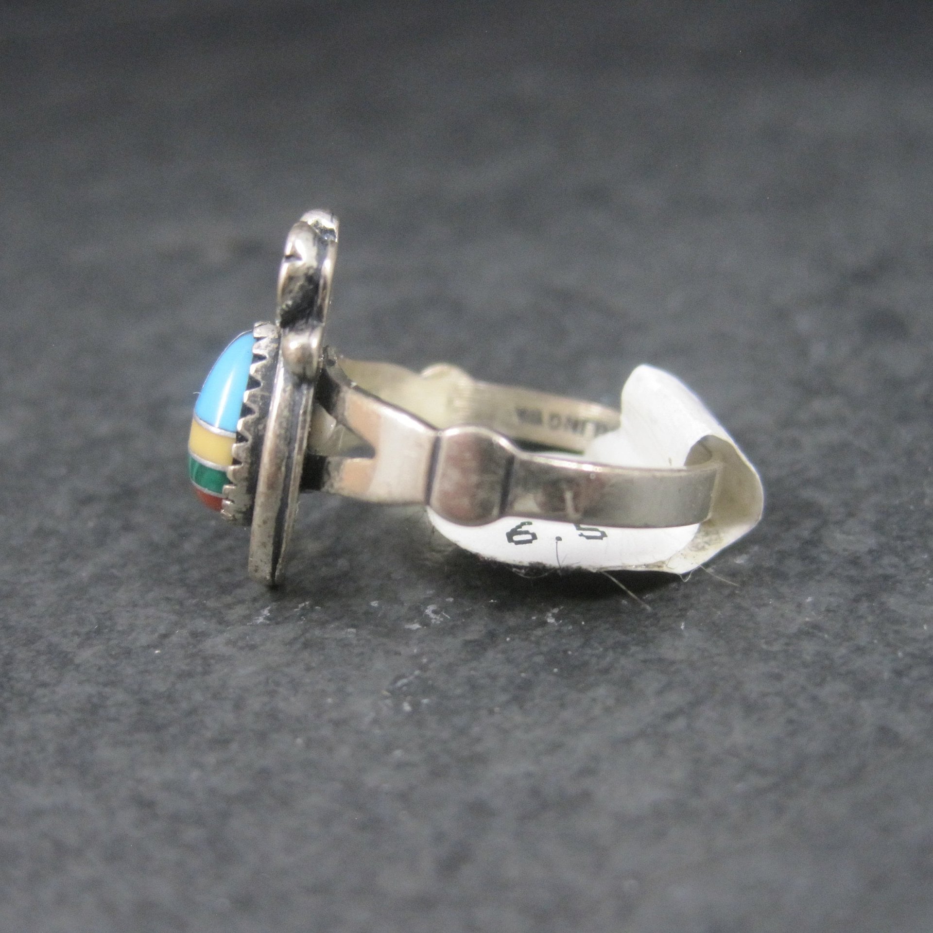 Southwestern Sterling Inlay Feather Ring NOS