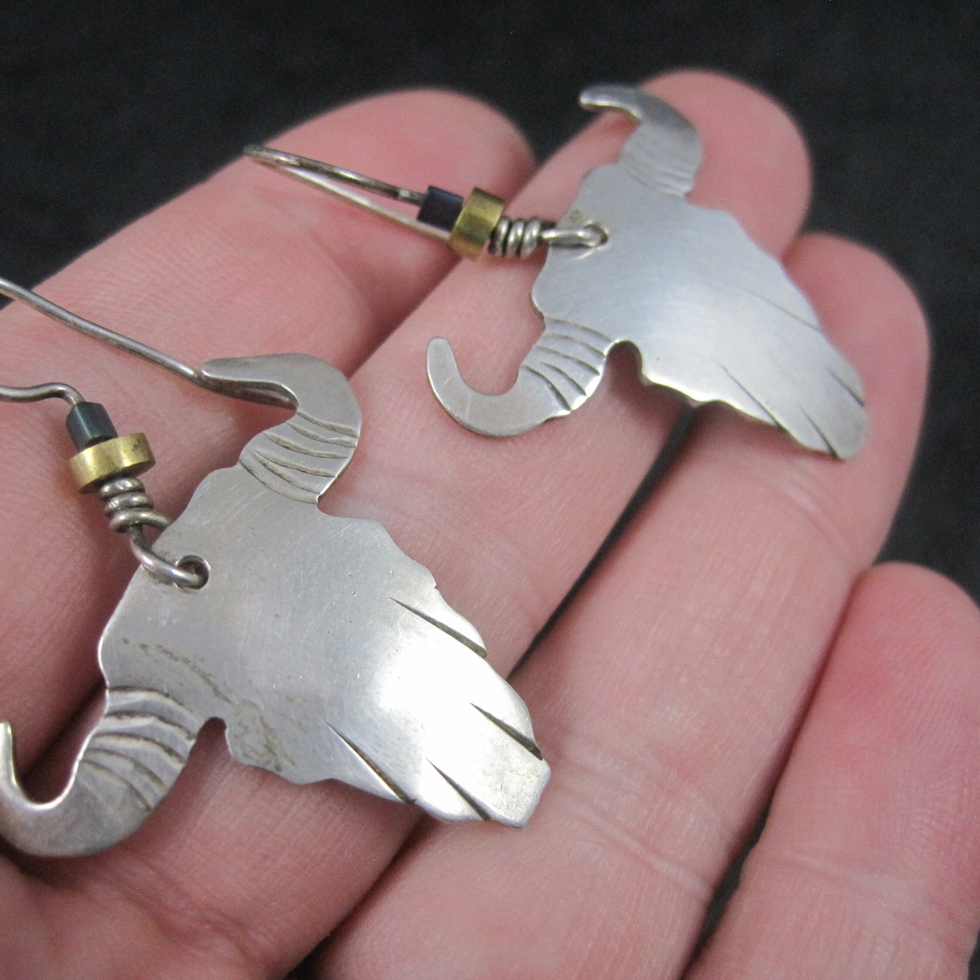 Vintage Southwestern Sterling Steer Head Earrings