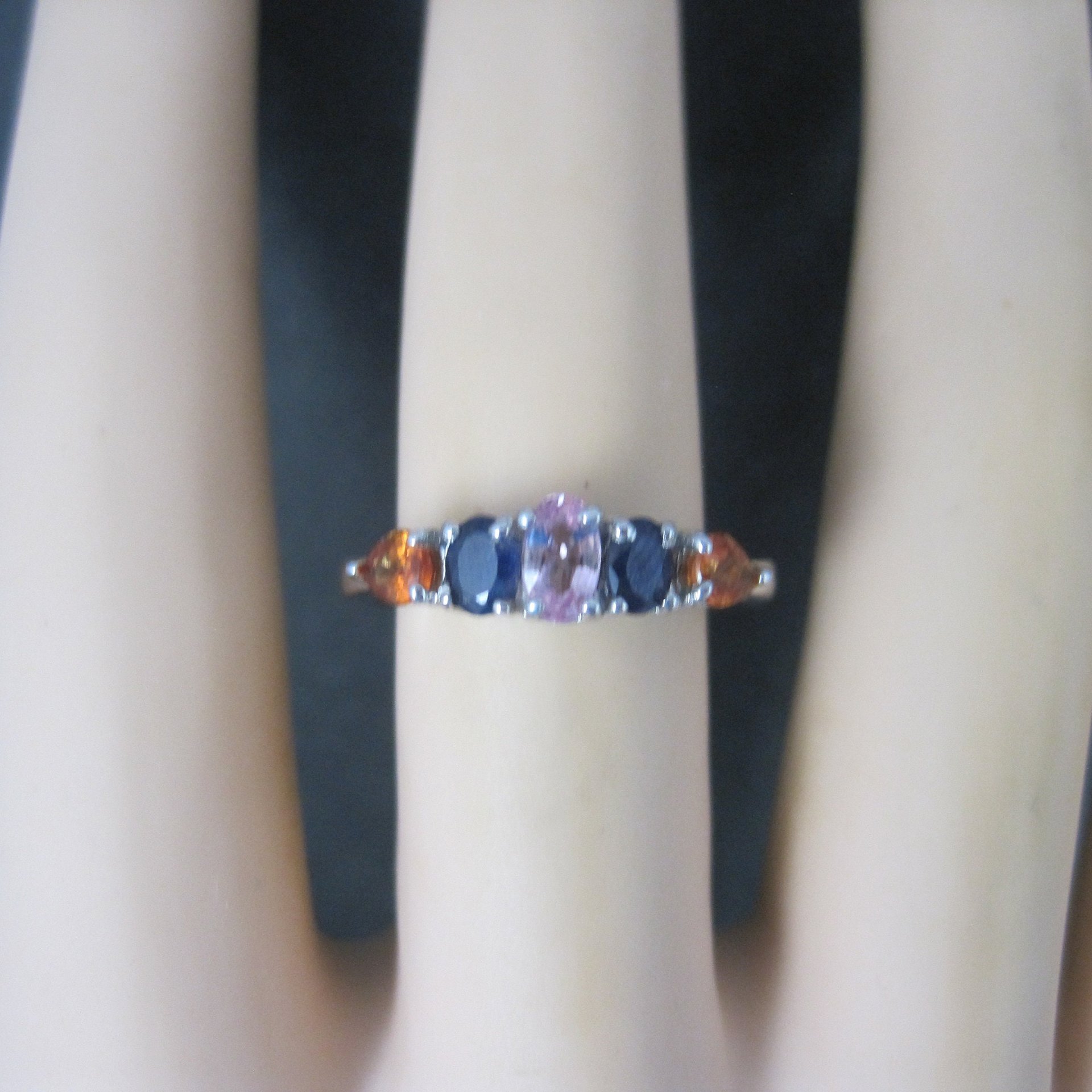 Vintage Sterling Blue Pink Orange Sapphire Ring Size 7 Chuck Clemency