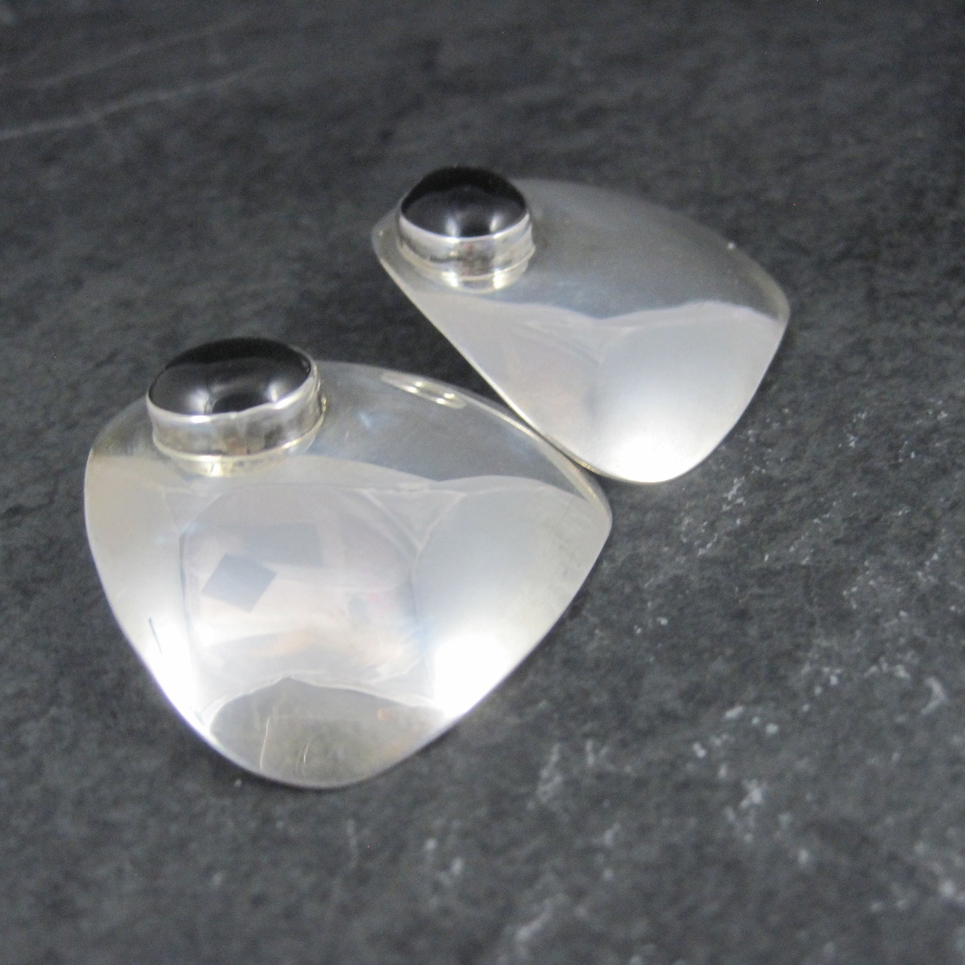 Large Onyx Earrings Vintage Sterling Navajo Sarah Chee