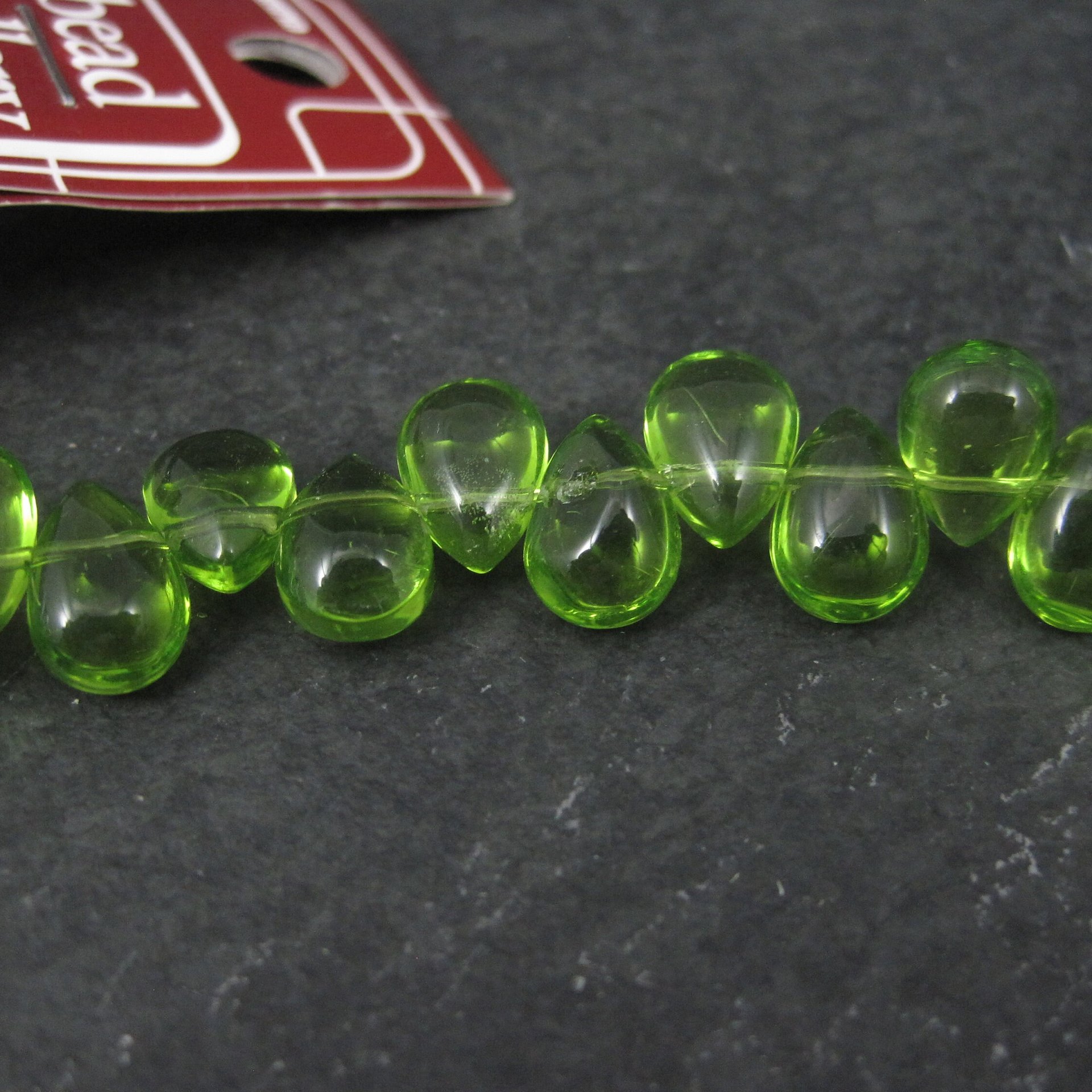 Bead Gallery 8x12mm Teardrop Peridot Glass Beads