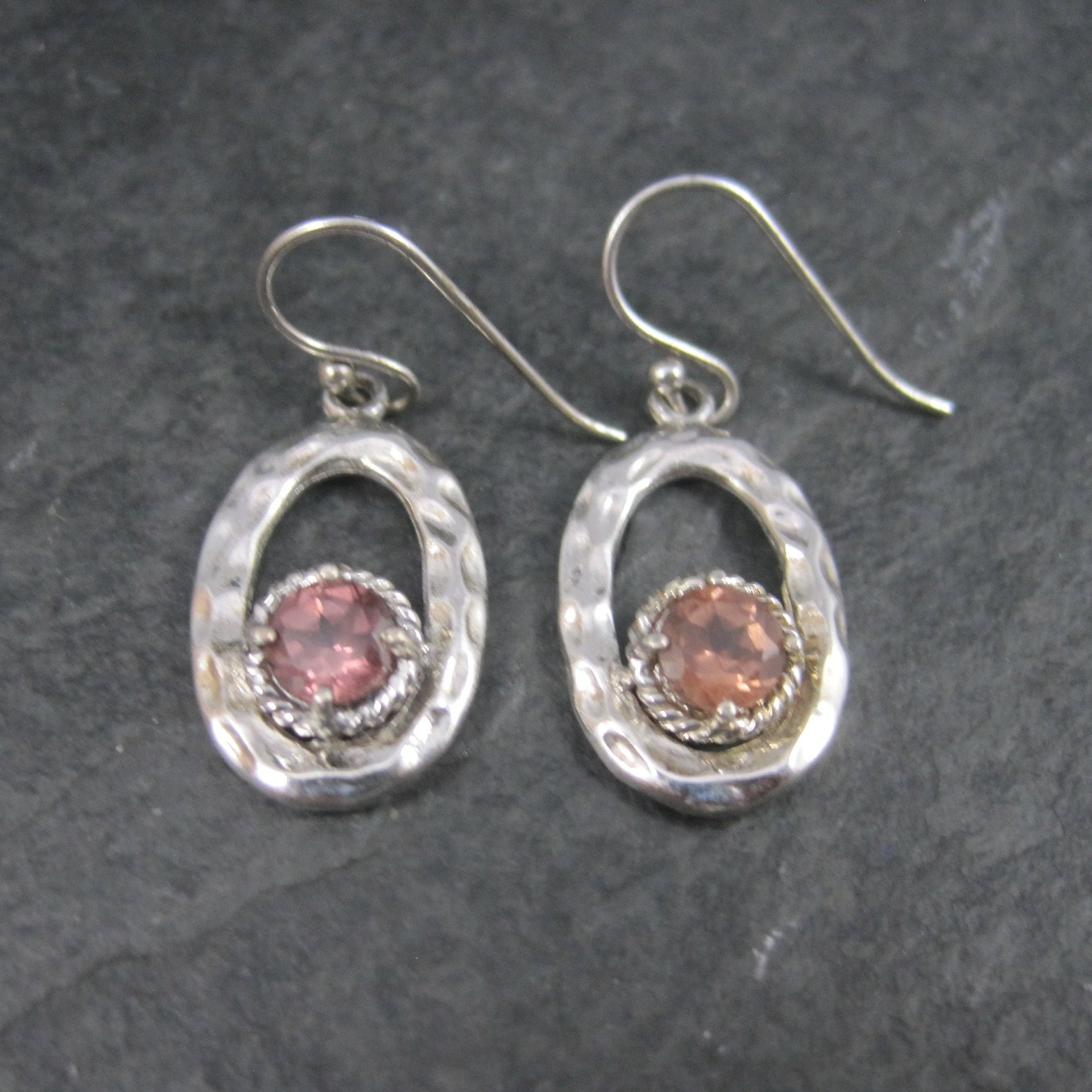 Vintage Sterling Pink Quartz Earrings