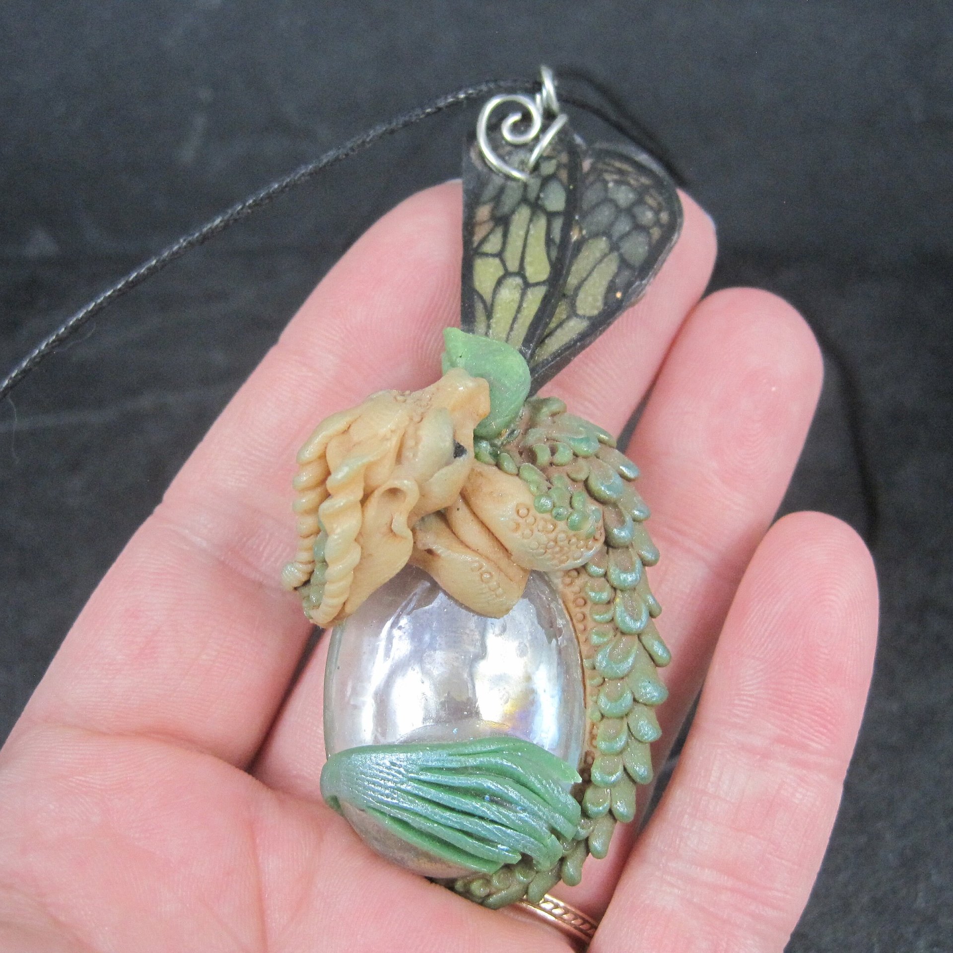 Large Polymer Clay Sea Dragon Fairy Pendant