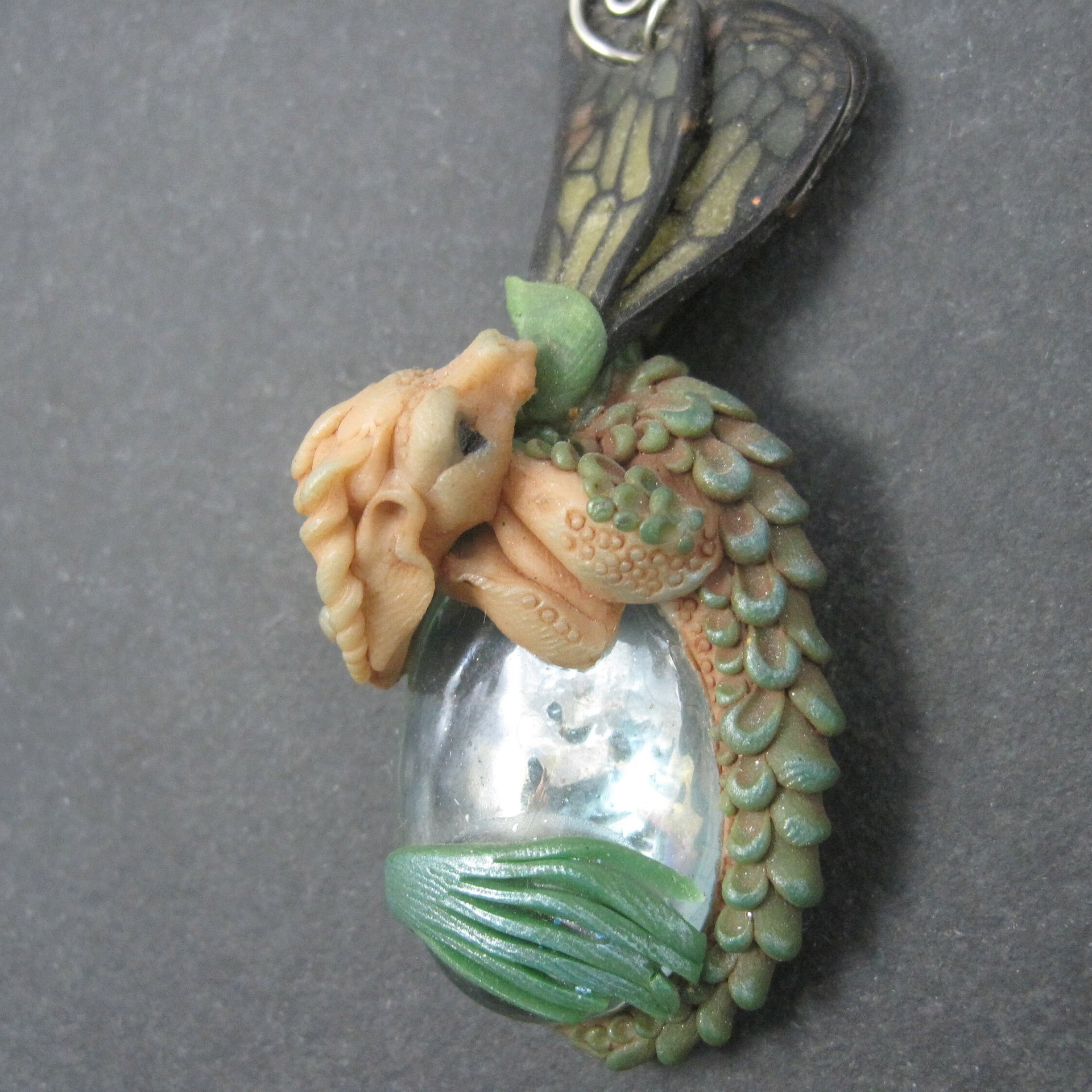 Large Polymer Clay Sea Dragon Fairy Pendant