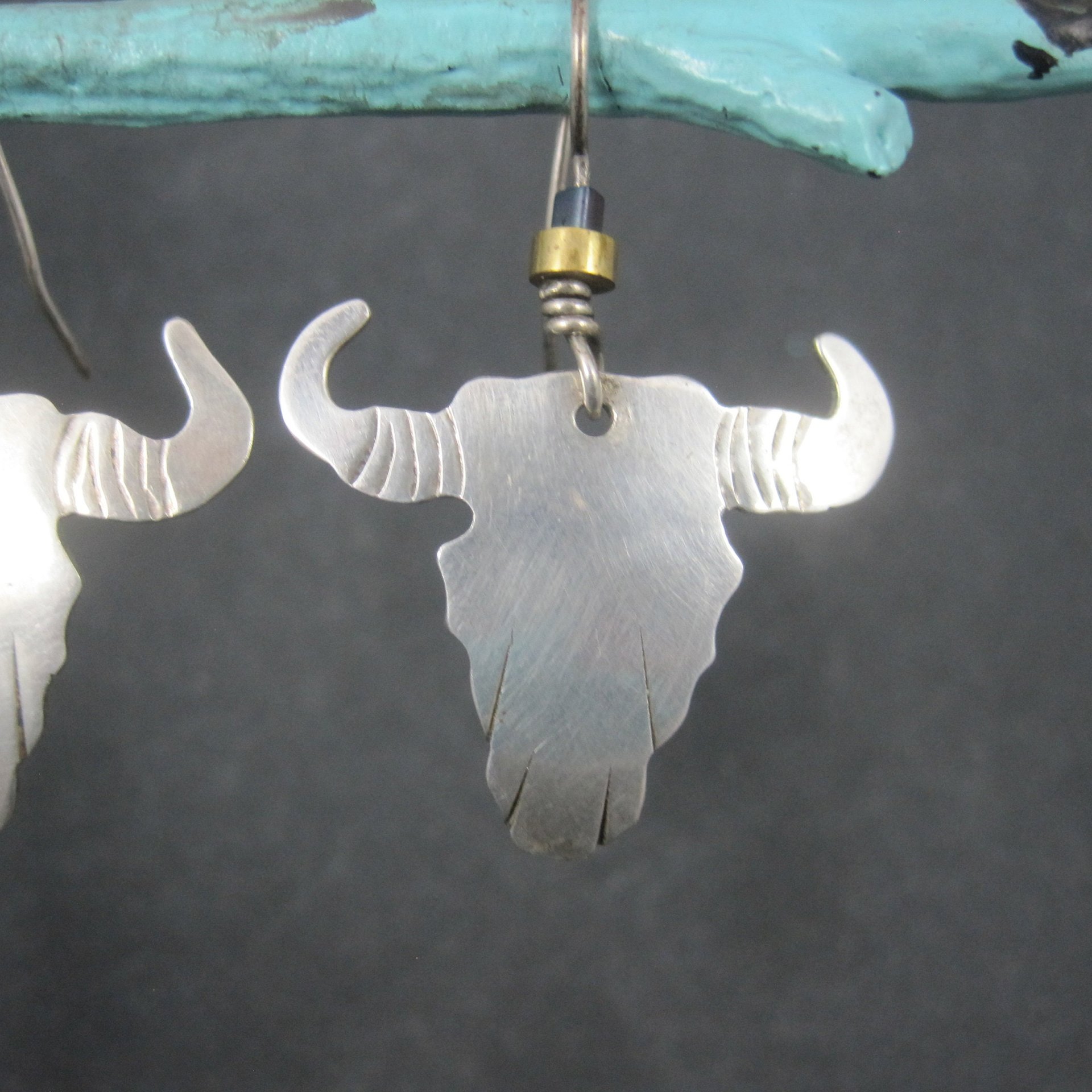 Vintage Southwestern Sterling Steer Head Earrings