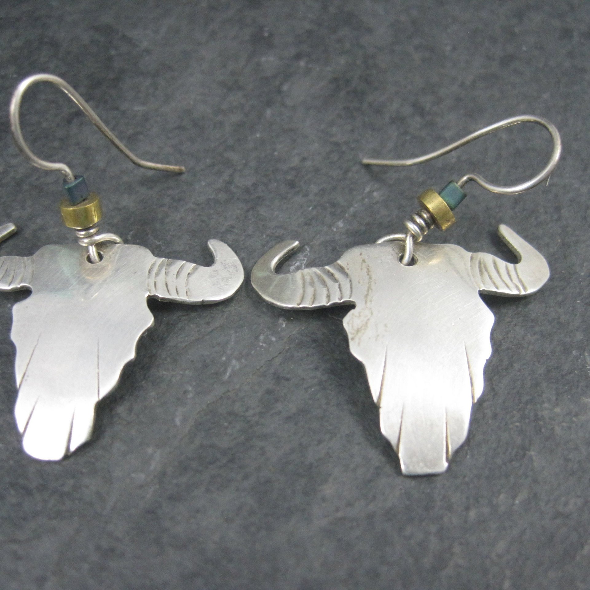 Vintage Southwestern Sterling Steer Head Earrings