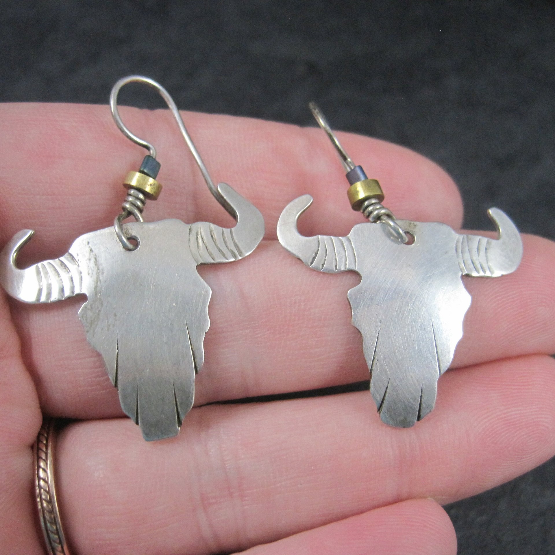 Vintage Southwestern Sterling Steer Head Earrings