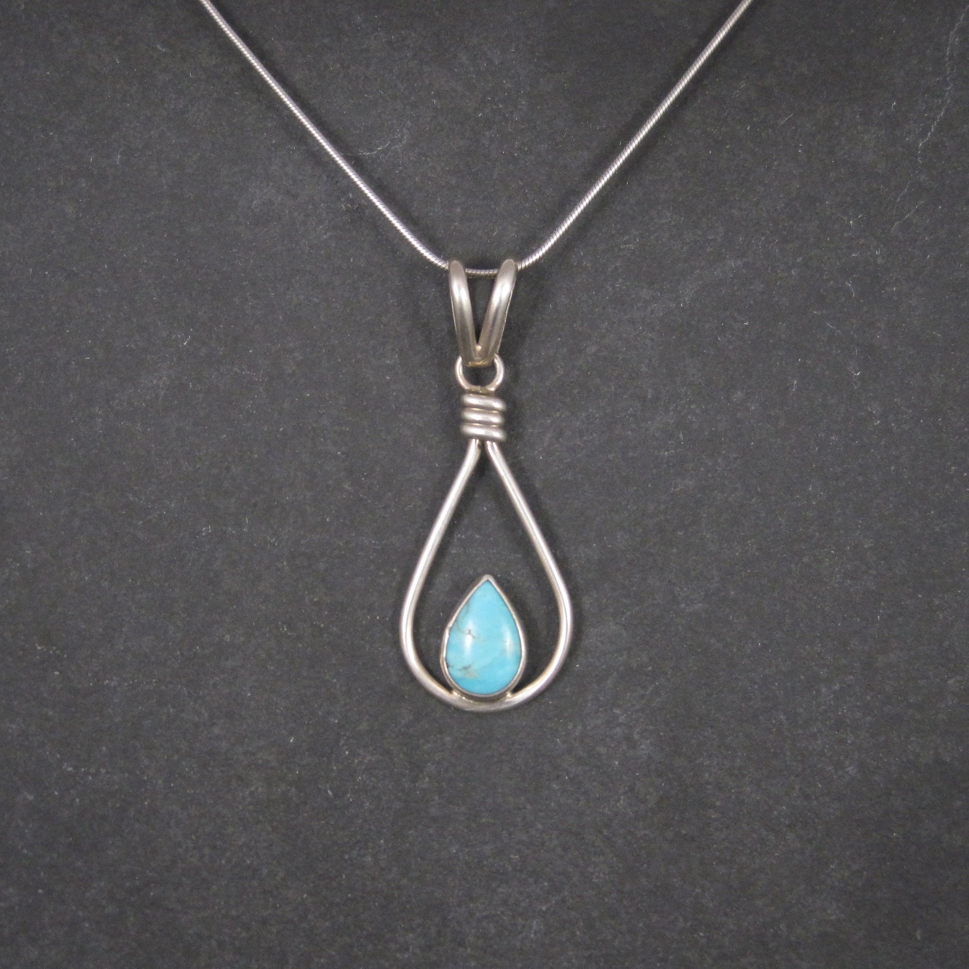 Vintage Southwestern Sterling Turquoise Pendant Necklace