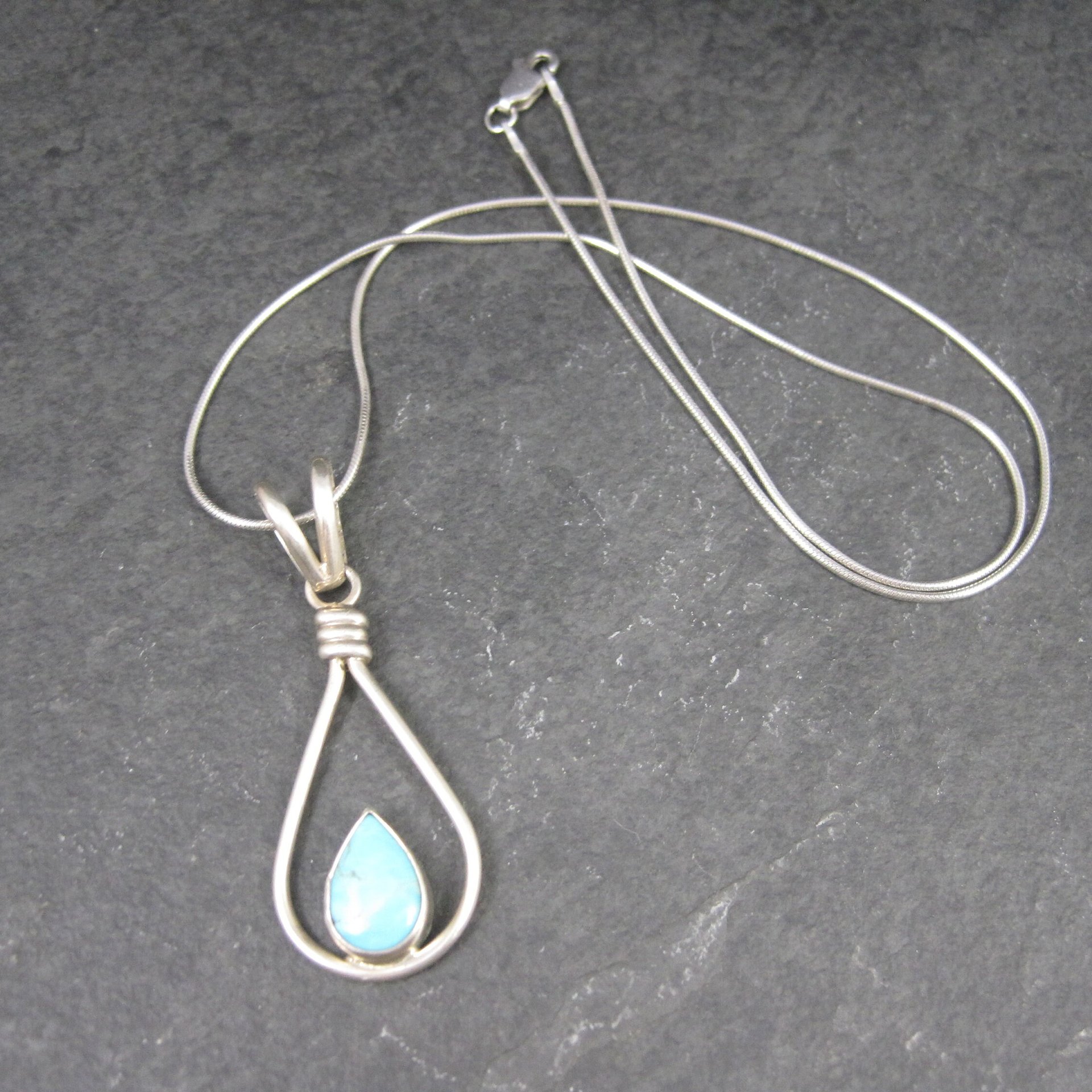 Vintage Southwestern Sterling Turquoise Pendant Necklace