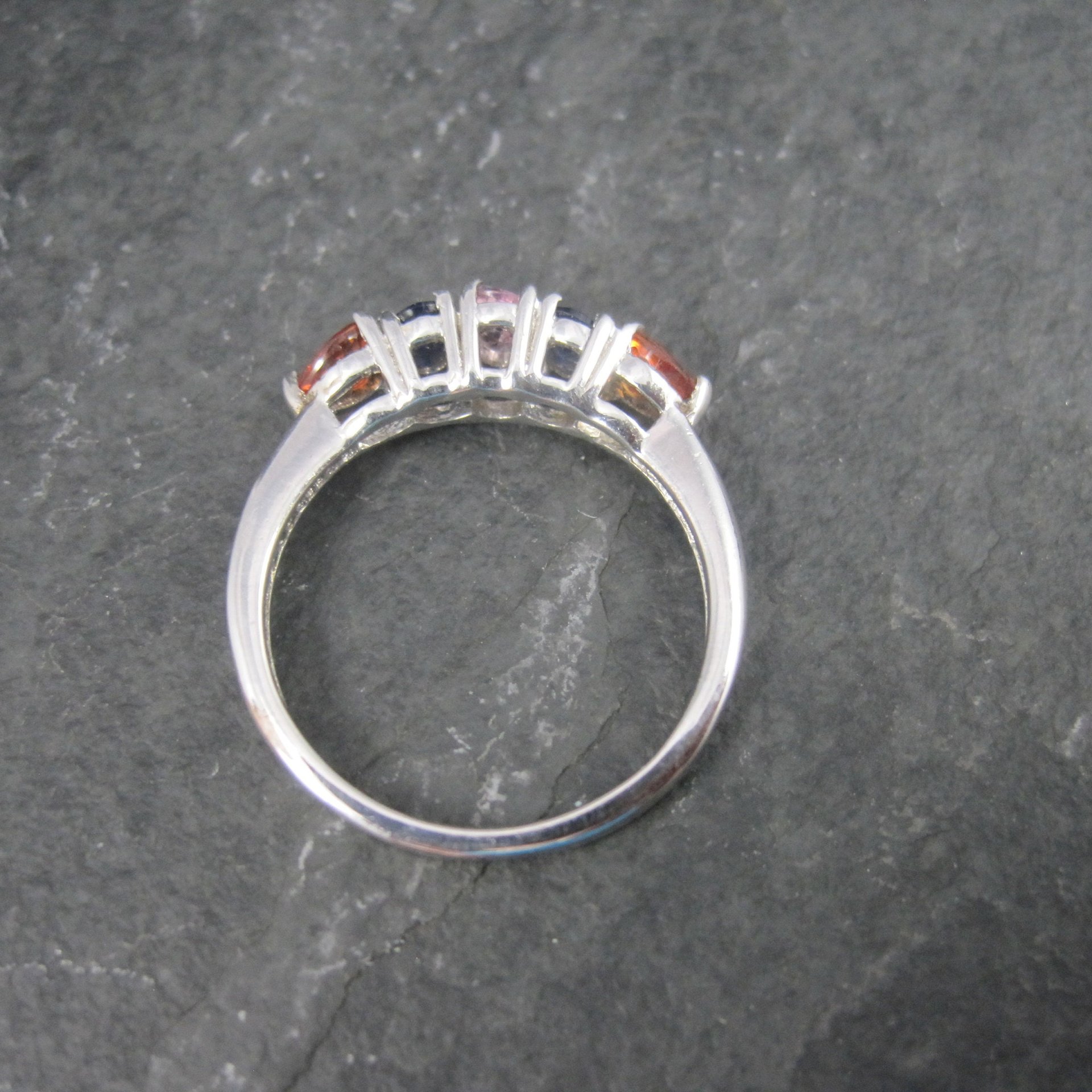 Vintage Sterling Blue Pink Orange Sapphire Ring Size 7 Chuck Clemency