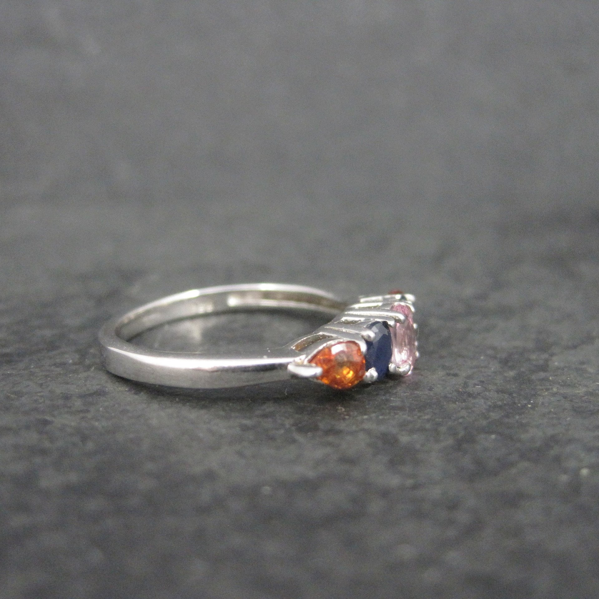 Vintage Sterling Blue Pink Orange Sapphire Ring Size 7 Chuck Clemency