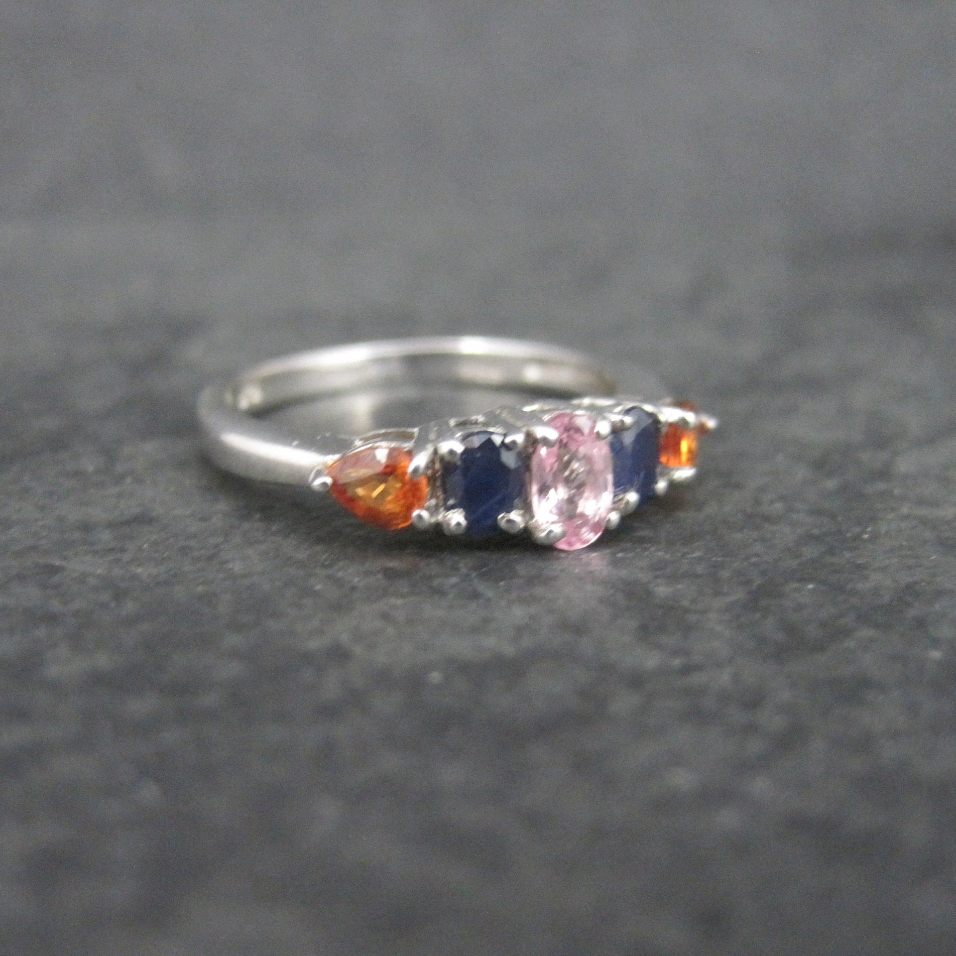Vintage Sterling Blue Pink Orange Sapphire Ring Size 7 Chuck Clemency