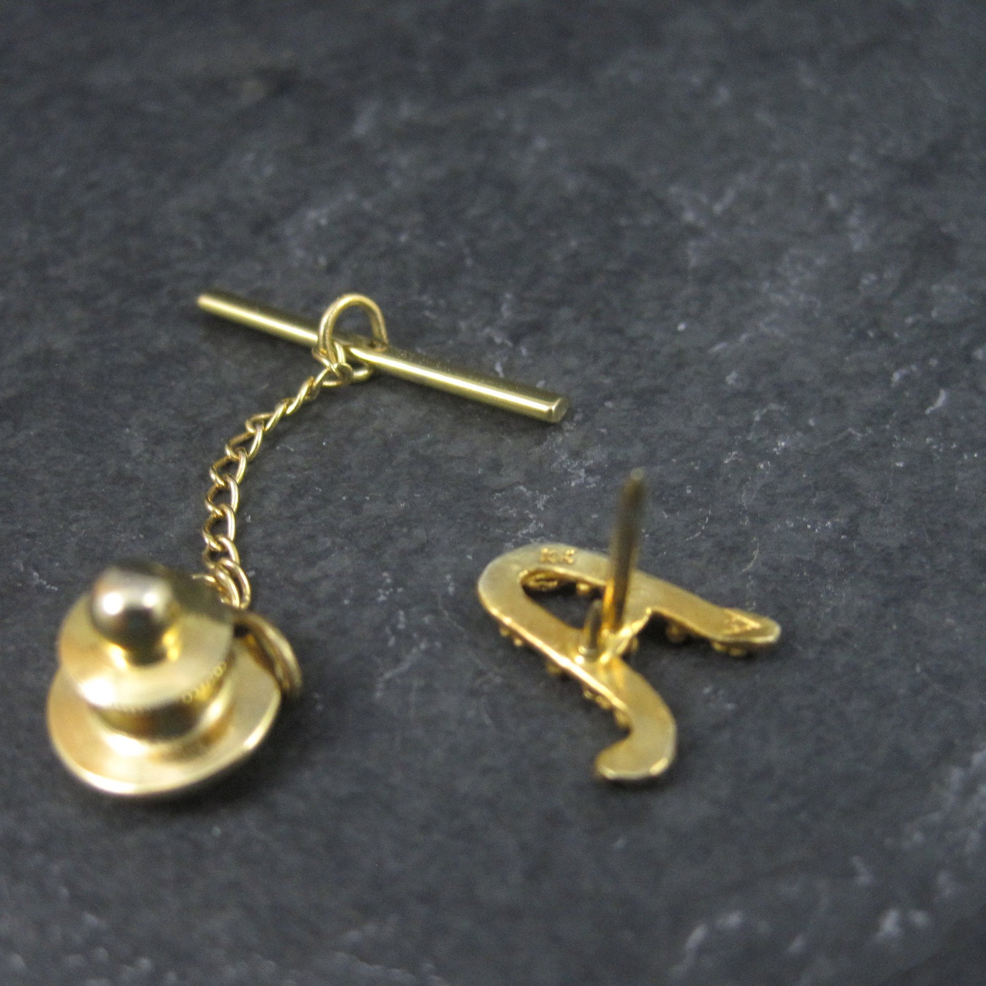 Vintage 10K Black Hills Gold Initial A Tie Tack