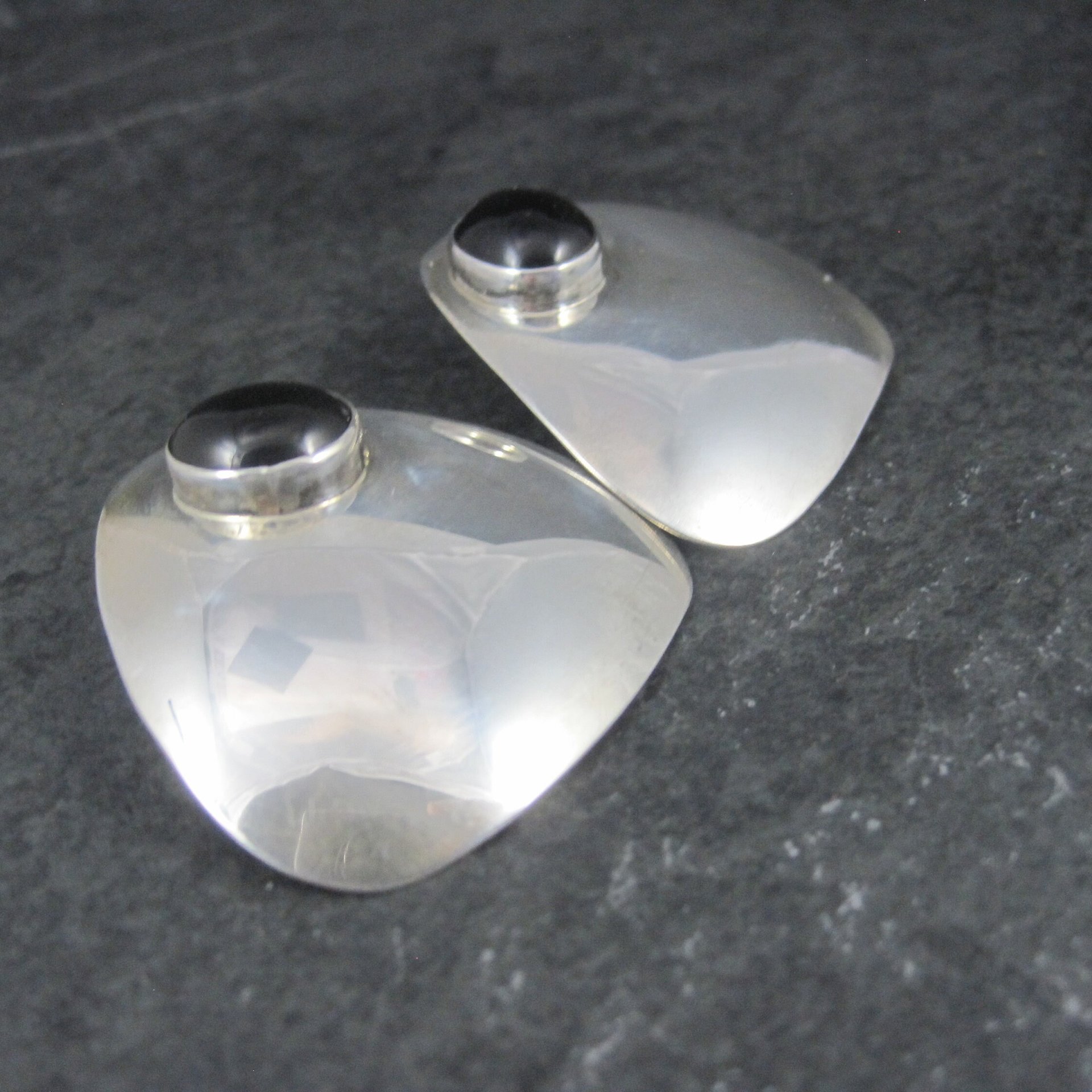 Large Onyx Earrings Vintage Sterling Navajo Sarah Chee
