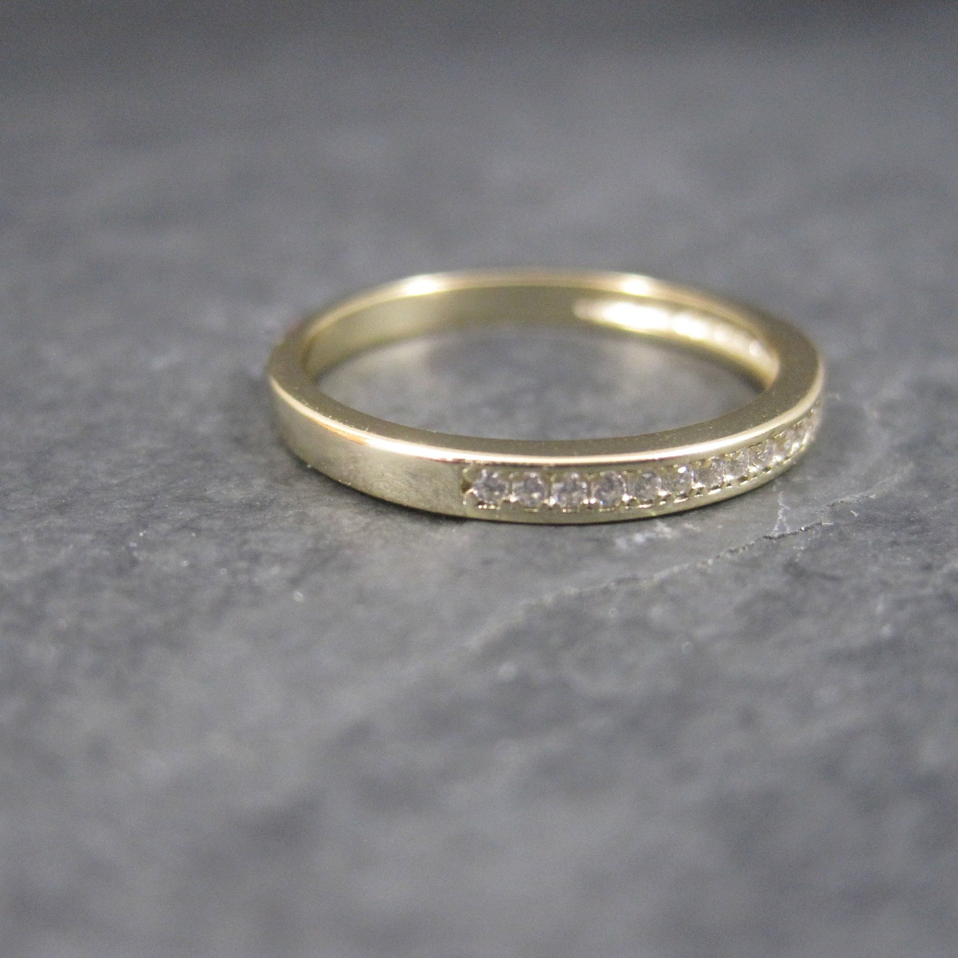 Gold Vermeil Sterling Cz Band Ring Size 6