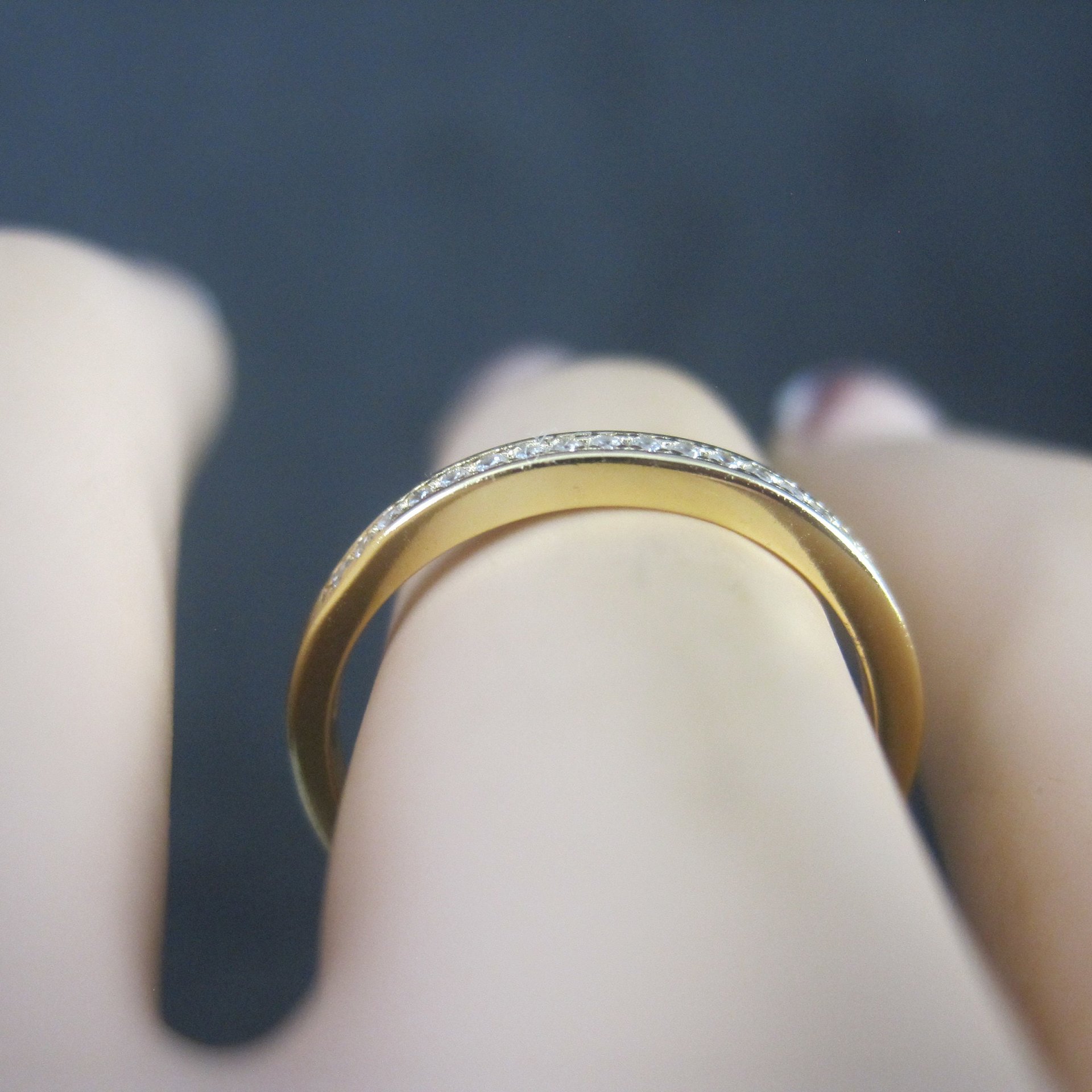 Gold Vermeil Sterling Cz Band Ring Size 6